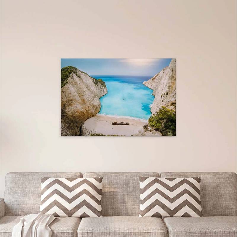 Bricoflor Leinwandbild Mit Meer Motiv In Türkis Strand Wandbild Ideal Für Badezimmer Und Schlafzimmer Sommer Bild Auf Canvas Leinwand Mit Keilrahmen von Bricoflor