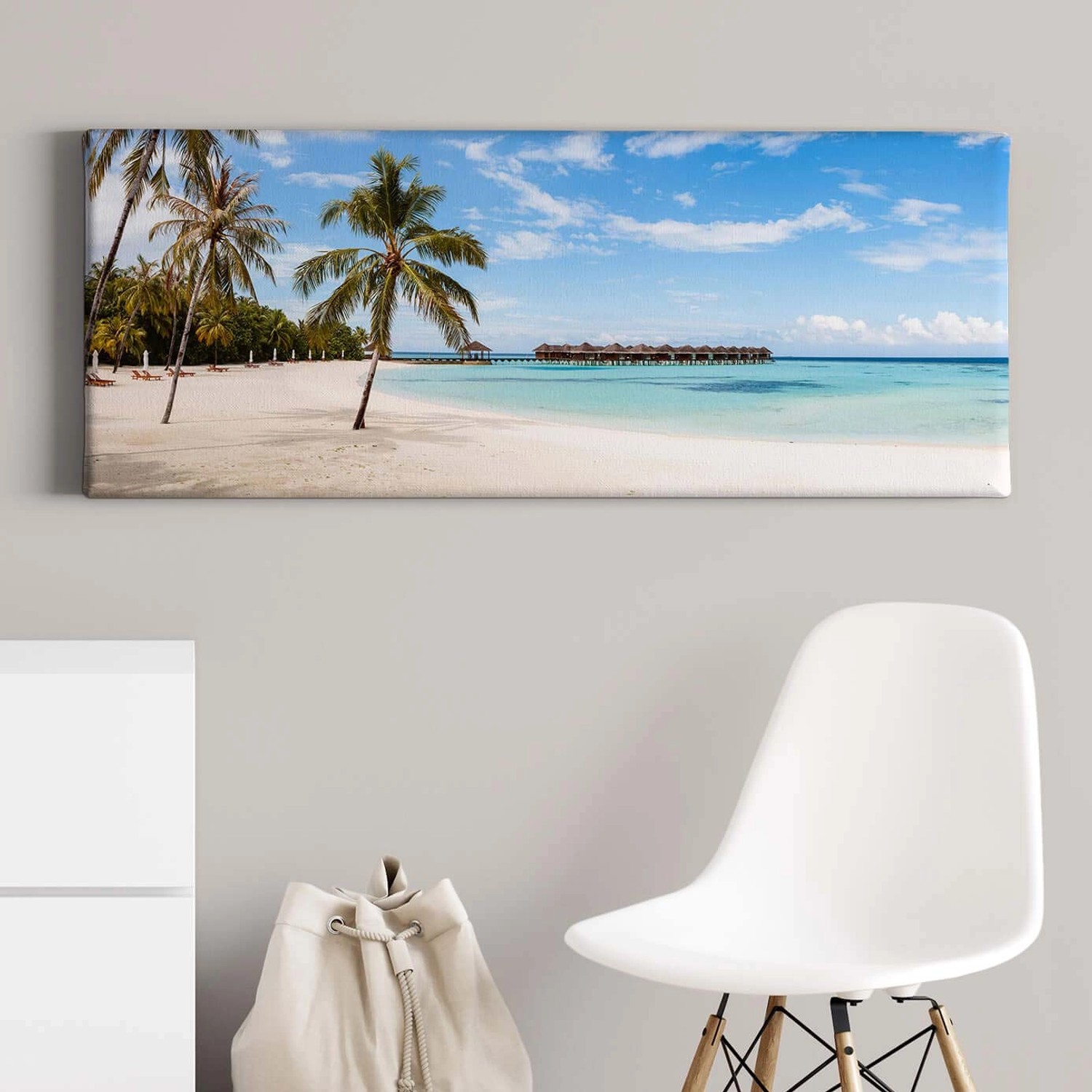 Bricoflor Malediven Bild Mit Strand Exotisches Leinwand Bild Mit Sandstrand Und Palmen Meer Wandbild In Türkis Ideal Für Schlafzimmer Und Wohnzimmer von Bricoflor