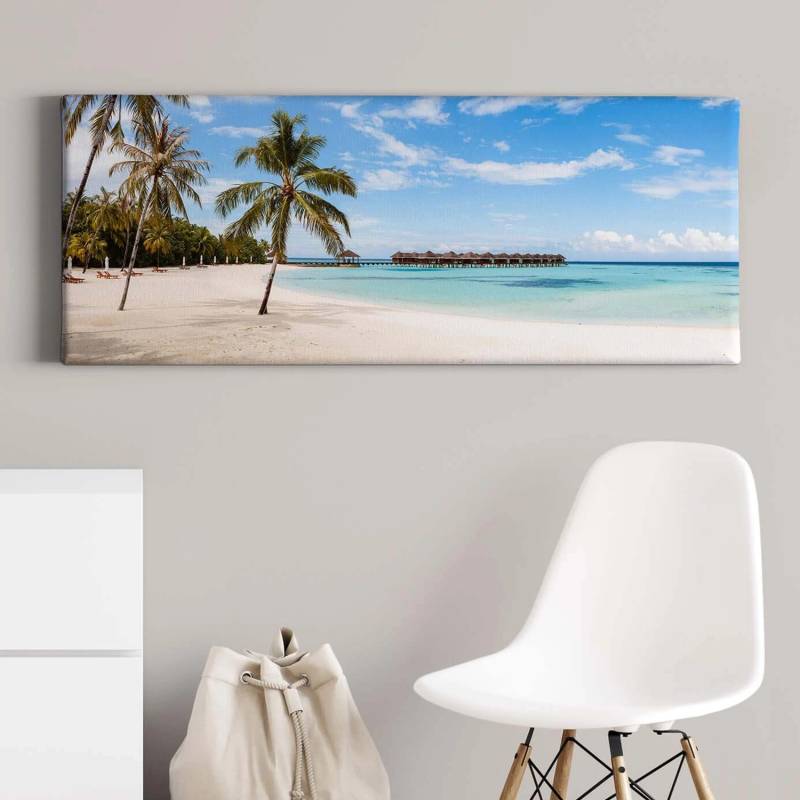 Bricoflor Malediven Bild Mit Strand Exotisches Leinwand Bild Mit Sandstrand Und Palmen Meer Wandbild In Türkis Ideal Für Schlafzimmer Und Wohnzimmer von Bricoflor
