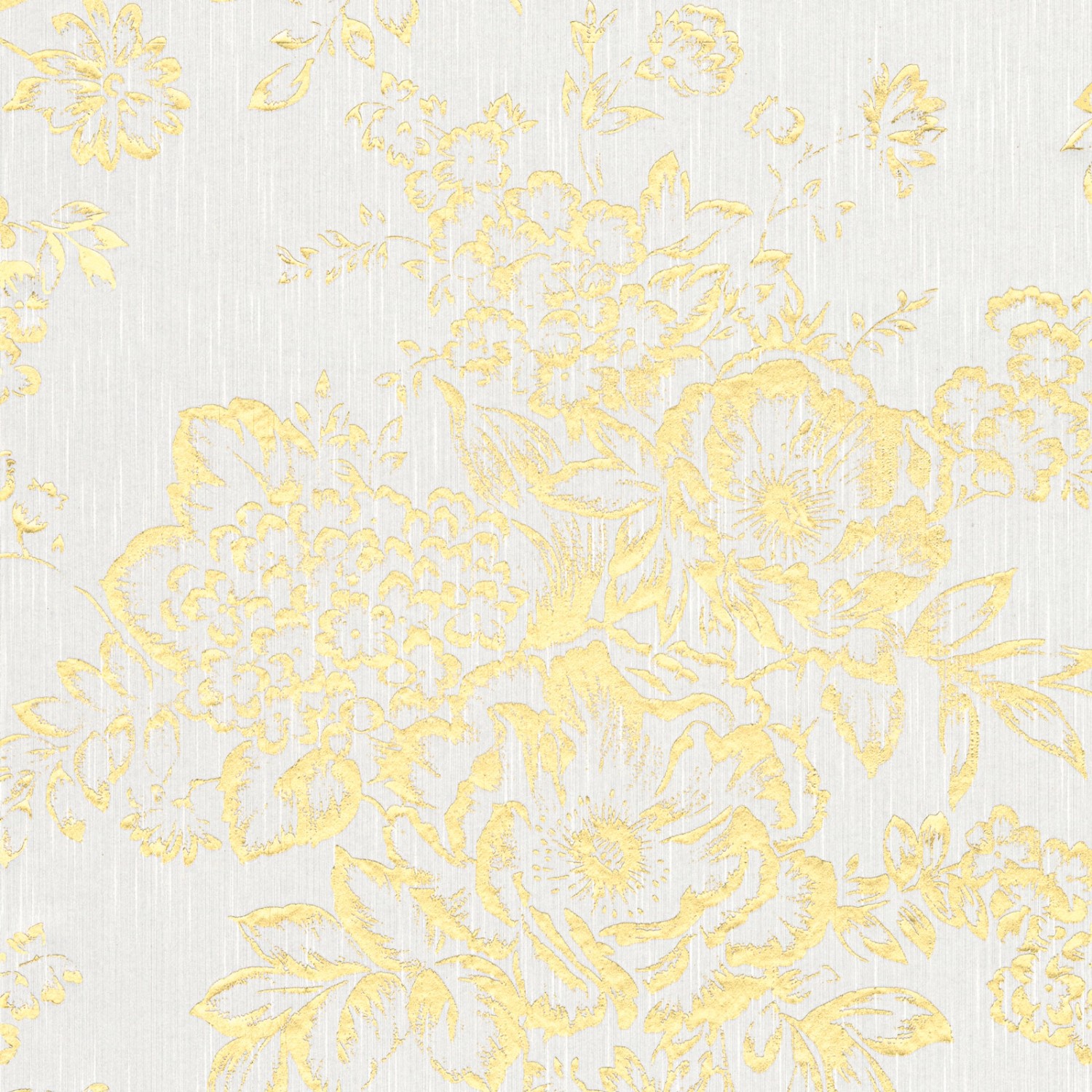 Bricoflor Metallic Tapete Elegant Vlies Textiltapete mit Blumen in Weiß Gold Textil Vliestapete Floral Ideal für Wohnzimmer und Schlafzimmer von Bricoflor