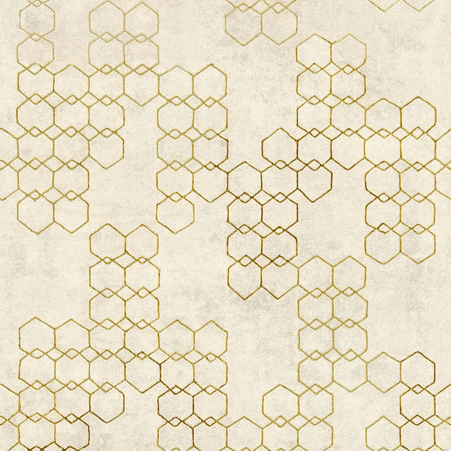 Bricoflor Metallic Tapete mit Wabenmuster Hexagon Vliestapete in Creme Gold für Schlaf und Wohnzimmer Geometrische Wandtapete mit Sechseck Design von Bricoflor