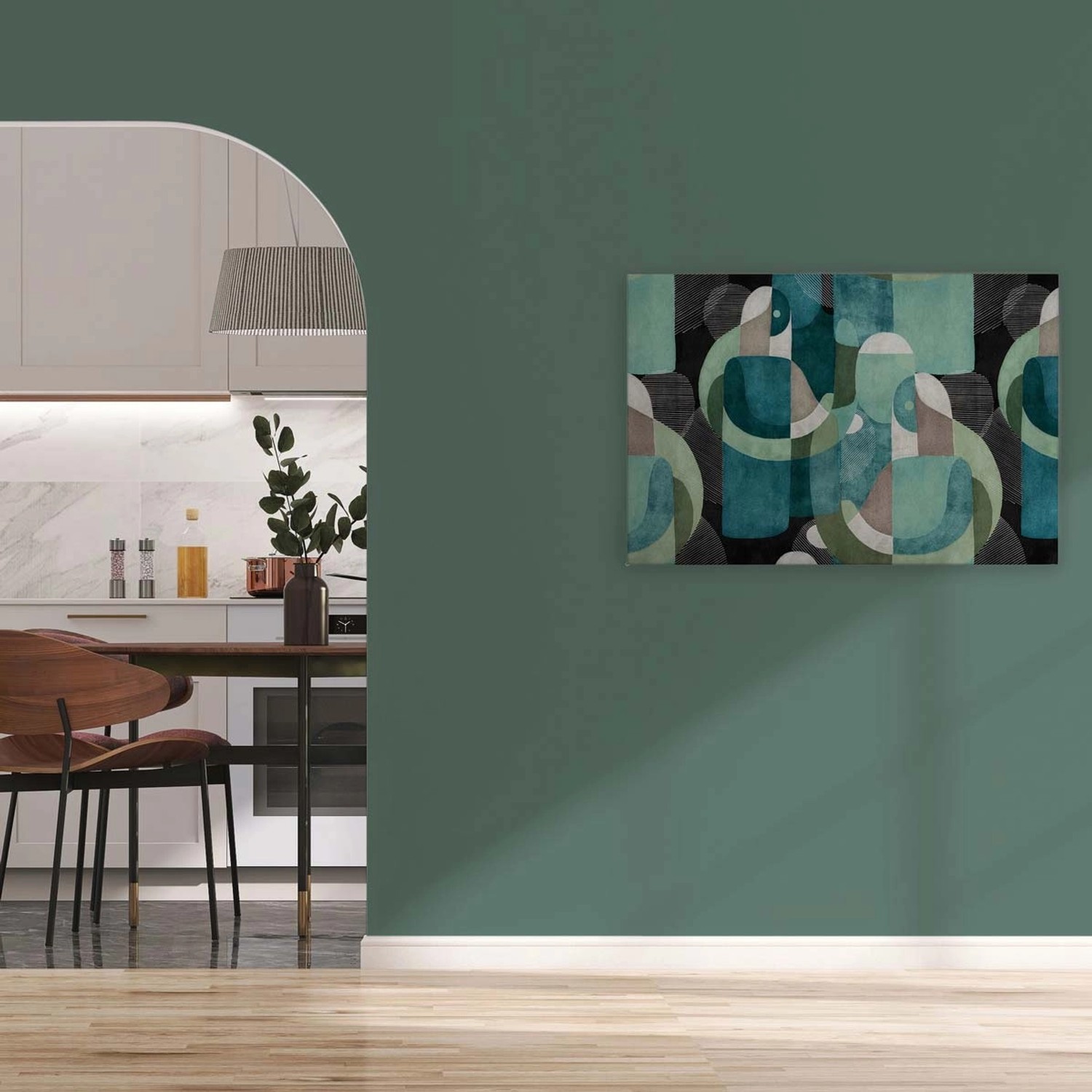 Bricoflor Mid Century Bild Türkis Mint Ausgefallenes Wandbild Mit Kunst Motiv Leinwandbild Abstrakte Kunst Retro Stil 90 X 60 Cm von Bricoflor