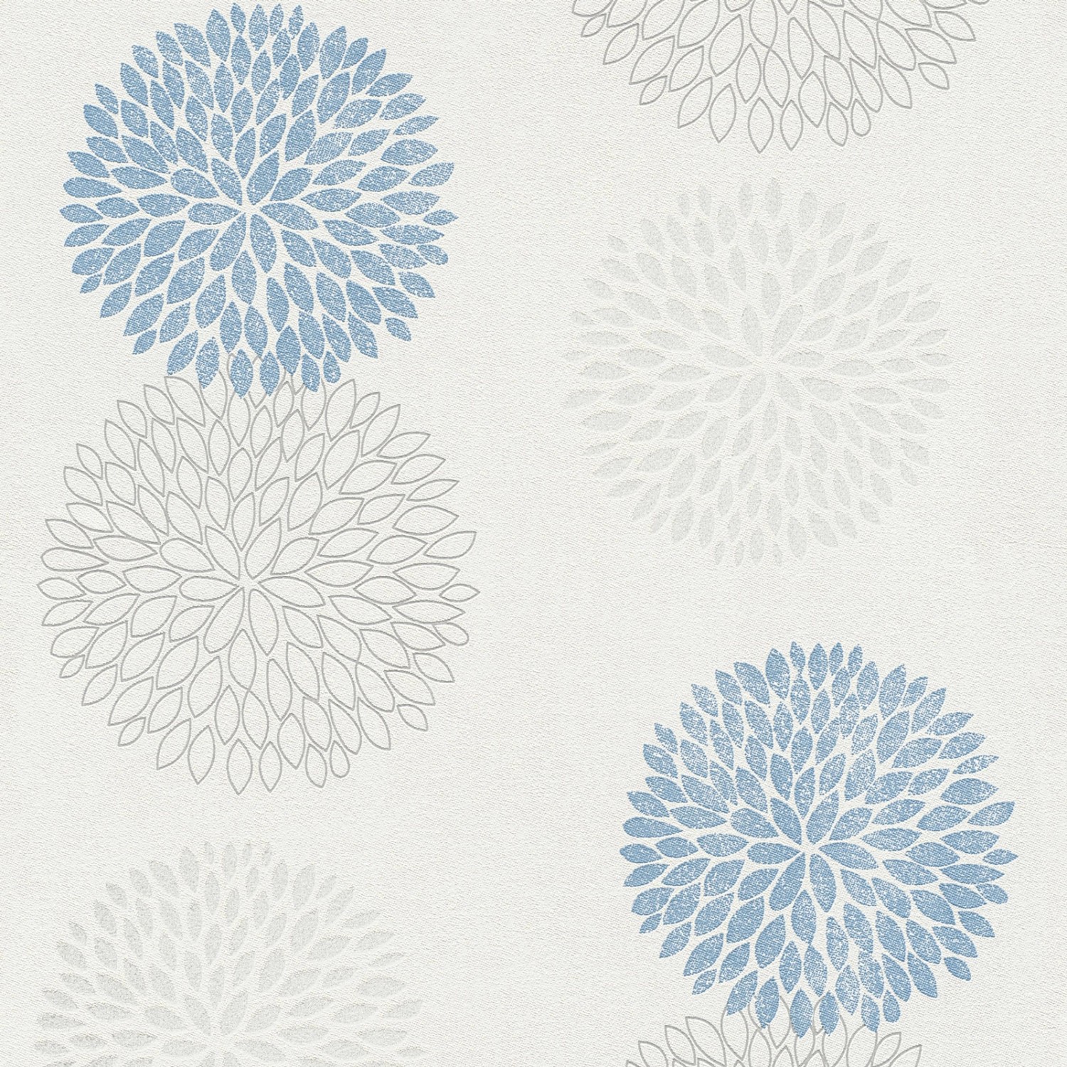 Bricoflor Moderne Blumentapete Wohnzimmer und Esszimmer Vliestapete mit Großen Blumen Florale Vinyl Wandtapete in Blau und Silber Bricoflor Moderne Blumentapete Wohnzimmer und Esszimmer Vliestapete mit Großen Blumen Florale Vinyl Wandtapete in Blau und Silber von Bricoflor