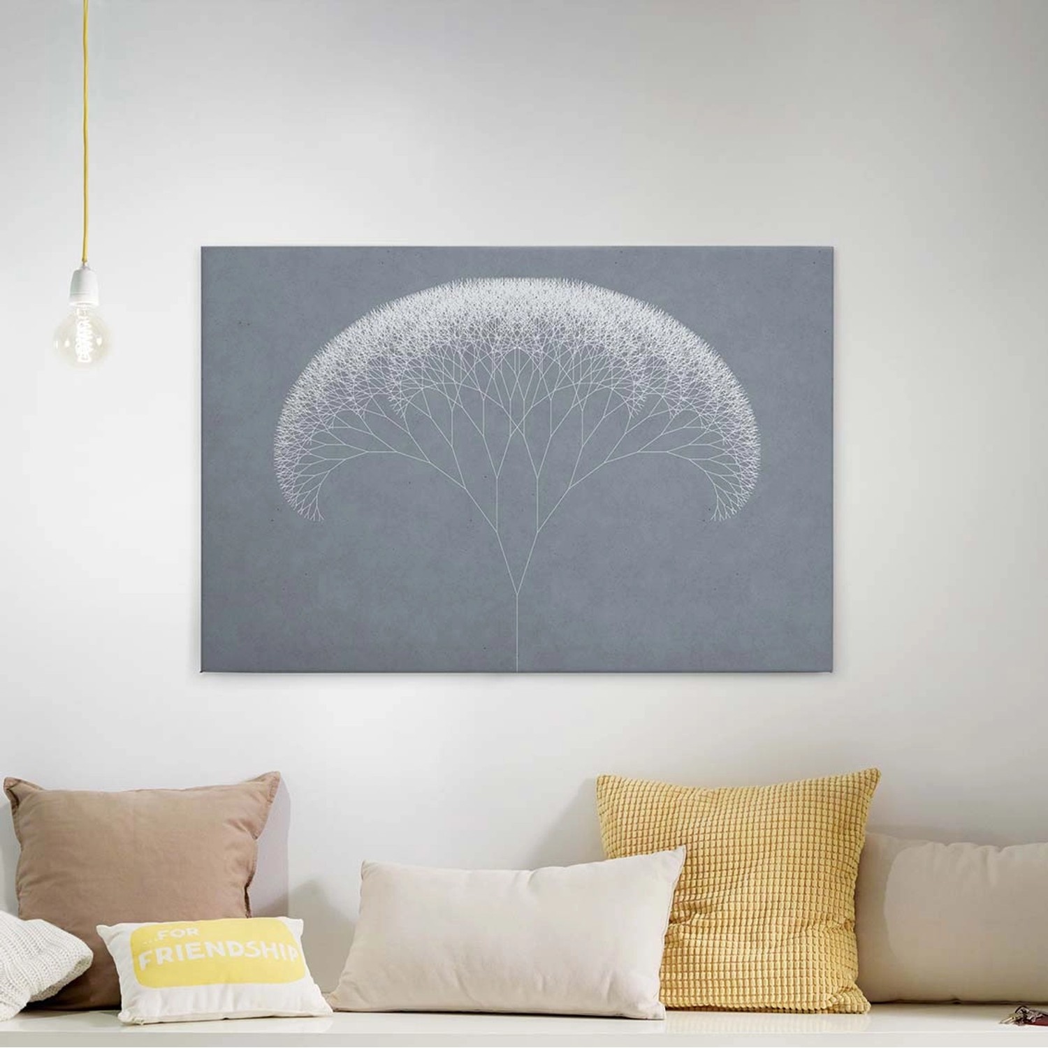 Bricoflor Modernes Wandbild In Grau Und Weiß Leinwandbild Mit Pusteblume Im Grafischen Stil Graues Bild Auf Leinwand Ideal Für Schlaf Und Wohnzimmer von Bricoflor