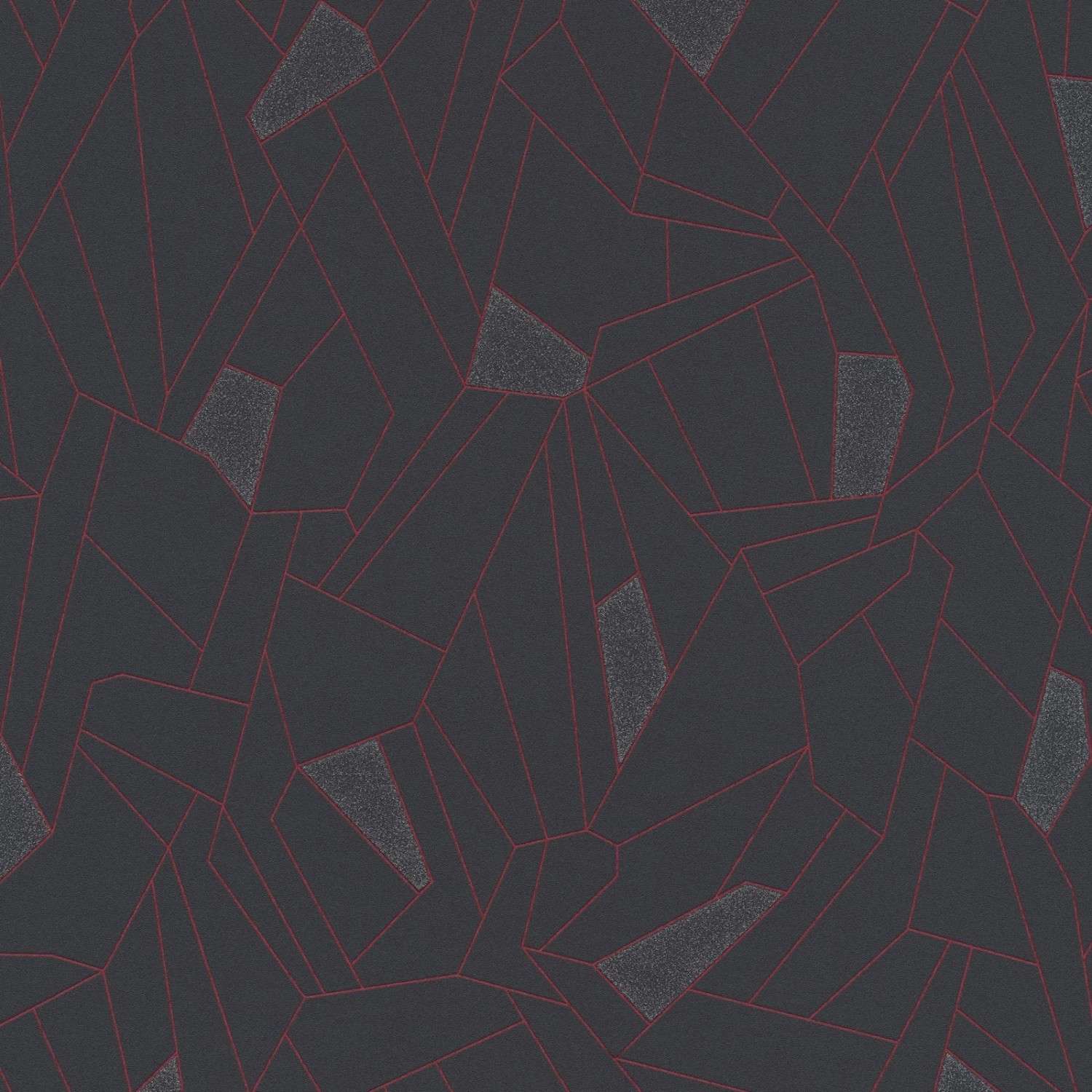 Bricoflor Mosaik Tapete ausgefallen Vlies Mosaiktapete in Schwarz Rot für Küche und Wohnzimmer Schwarze Vliestapete Geometrisch mit Vinyl von Bricoflor