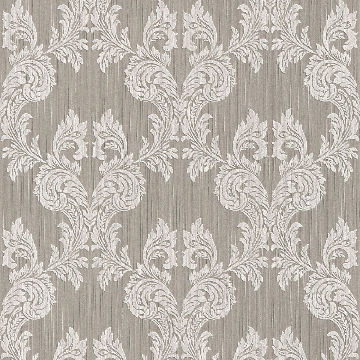 Bricoflor Neobarock Tapete Elegant Silber Graue Vliestapete mit Barock Ornament Edel Vlies Textiltapete in Hellgrau Ideal für Schlaf und Wohnzimmer von Bricoflor