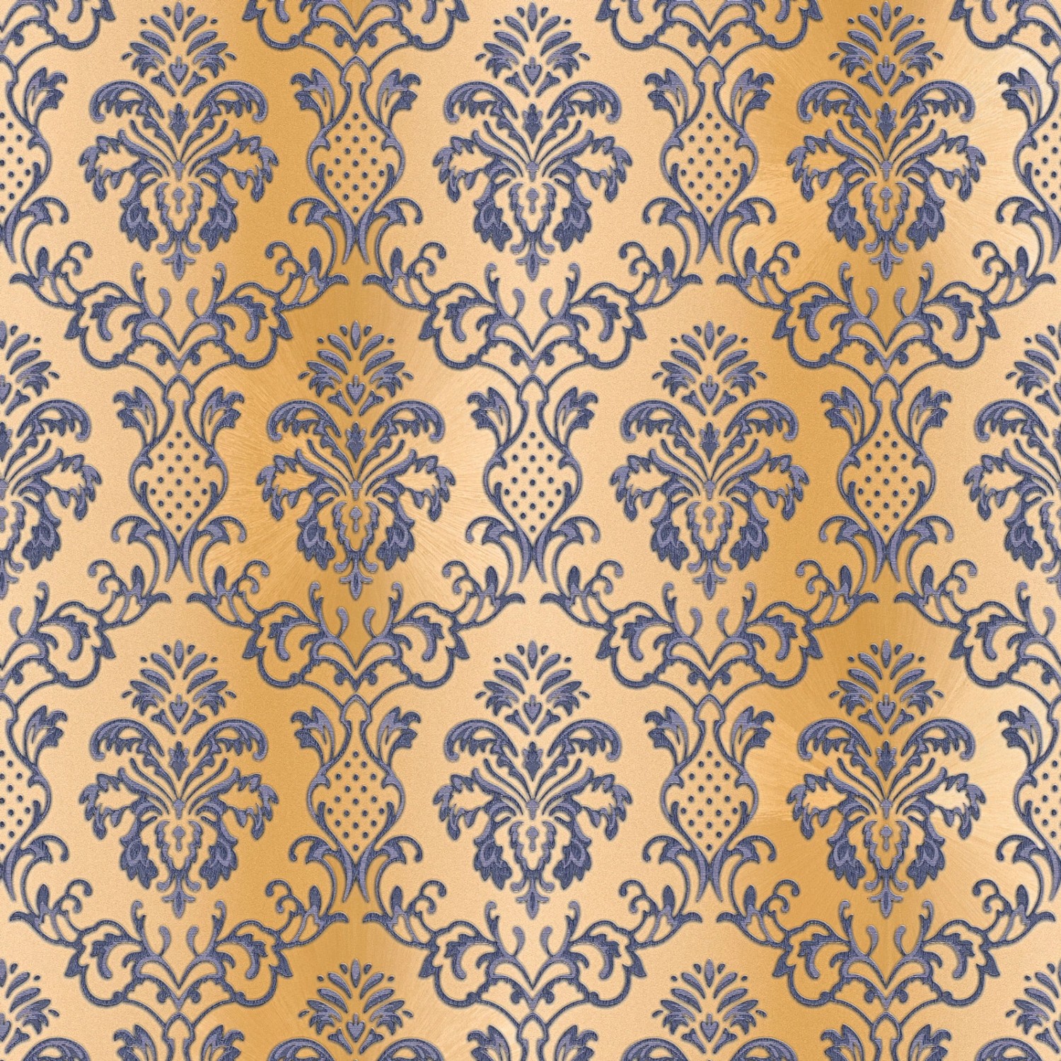 Bricoflor Neobarock Tapete Gold Blau Grau Wohnzimmer und Esszimmer Vliestapete mit Ornamenten Goldene Barock Wandtapete mit Vinyl von Bricoflor