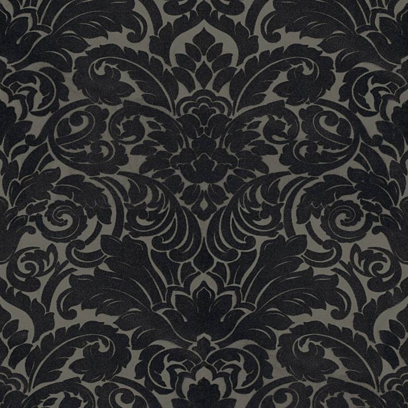 Bricoflor Neobarock Tapete in Schwarz Grau Vlies Barocktapete mit Samt Ornament in anthrazit Elegante Flock Wandtapete mit Barock Muster von Bricoflor