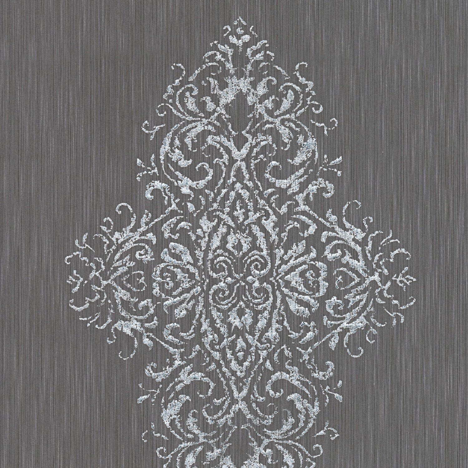 Bricoflor Neobarock Tapete mit Glitzer in Silber Ornament Textiltapete in anthrazit Ideal für Schlafzimmer und Esszimmer im Eleganten Barock Stil von Bricoflor