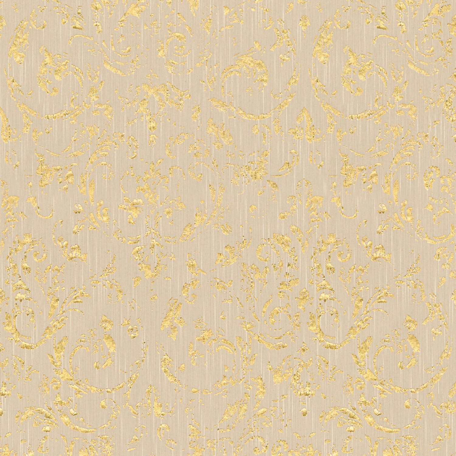 Bricoflor Ornament Tapete Beige Gold Glitzer Vliestapete mit Textil Barock Muster für Wohn und Esszimmer Vlies Textiltapete Edel mit Metallic Effekt von Bricoflor
