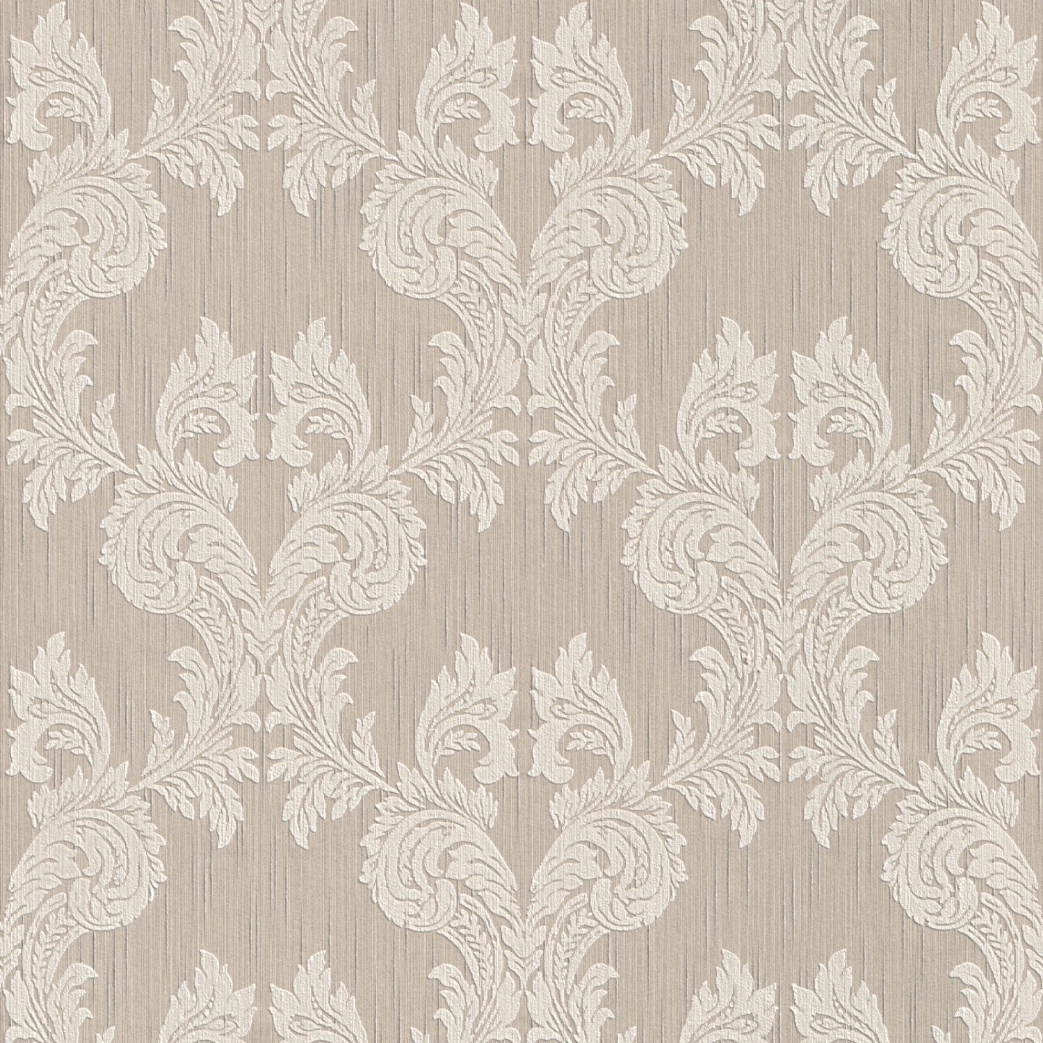 Bricoflor Ornament Tapete Beige Weiß Rokoko Vliestapete Elegant Ideal für Wohnzimmer und Esszimmer Edle Vlies Textiltapete mit Barock Muster von Bricoflor