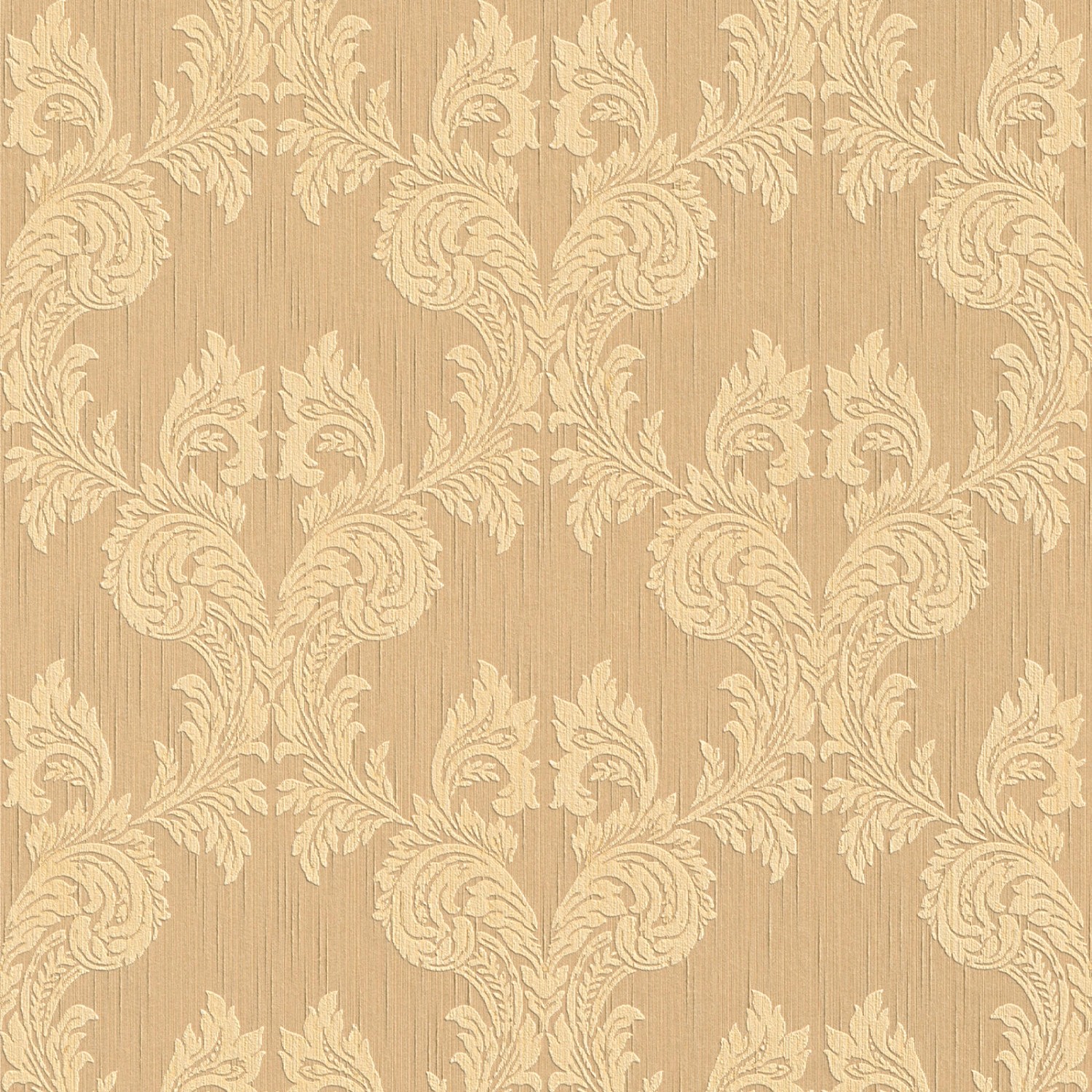 Bricoflor Ornament Tapete Gold Braun Rokoko Vliestapete mit Textil Muster für Wohnzimmer und Esszimmer Elegante Vlies Textiltapete mit Ornamenten von Bricoflor