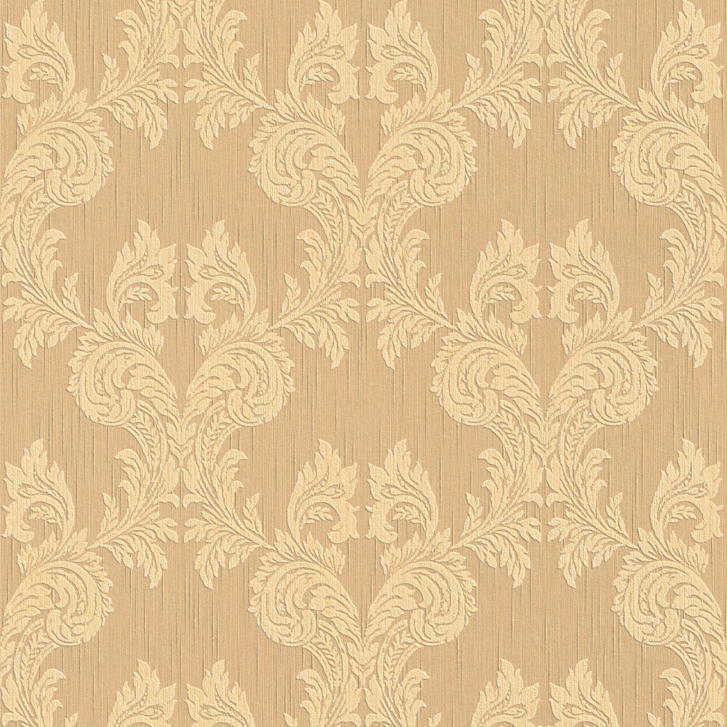 Bricoflor Ornament Tapete Gold Braun Rokoko Vliestapete mit Textil Muster für Wohnzimmer und Esszimmer Elegante Vlies Textiltapete mit Ornamenten von Bricoflor