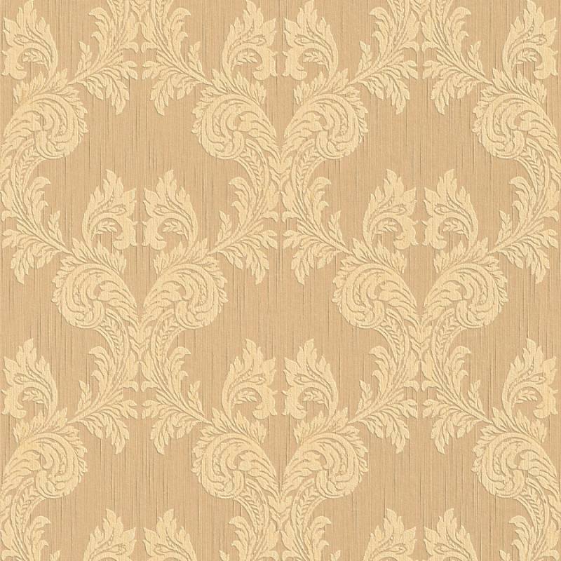 Bricoflor Ornament Tapete Gold Braun Rokoko Vliestapete mit Textil Muster für Wohnzimmer und Esszimmer Elegante Vlies Textiltapete mit Ornamenten von Bricoflor