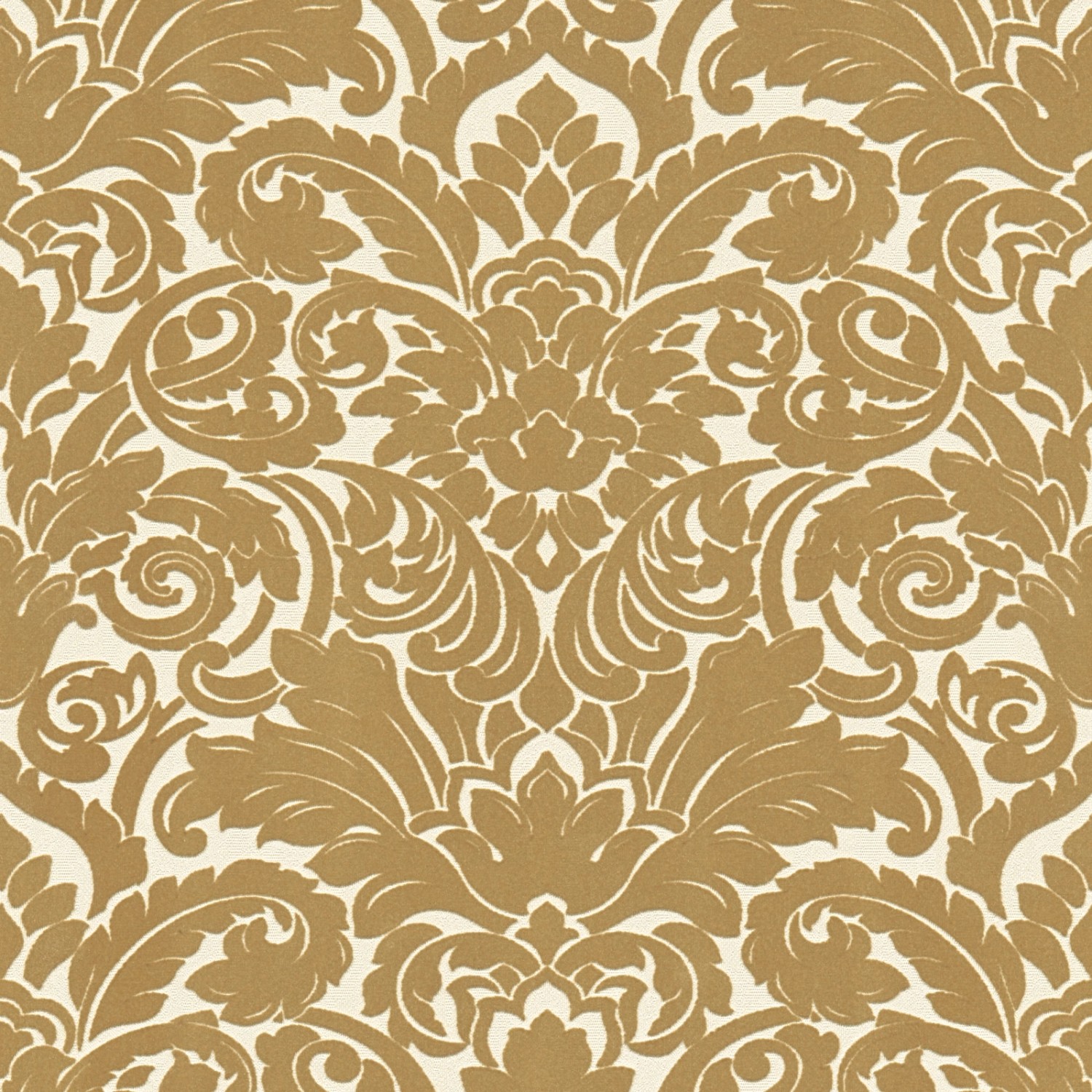 Bricoflor Ornament Tapete in Weiß Gold Neobarock Wandtapete mit Samt Muster auf Vinyl Barock Vliestapete mit Flock Design Ideal für Wohnzimmer von Bricoflor