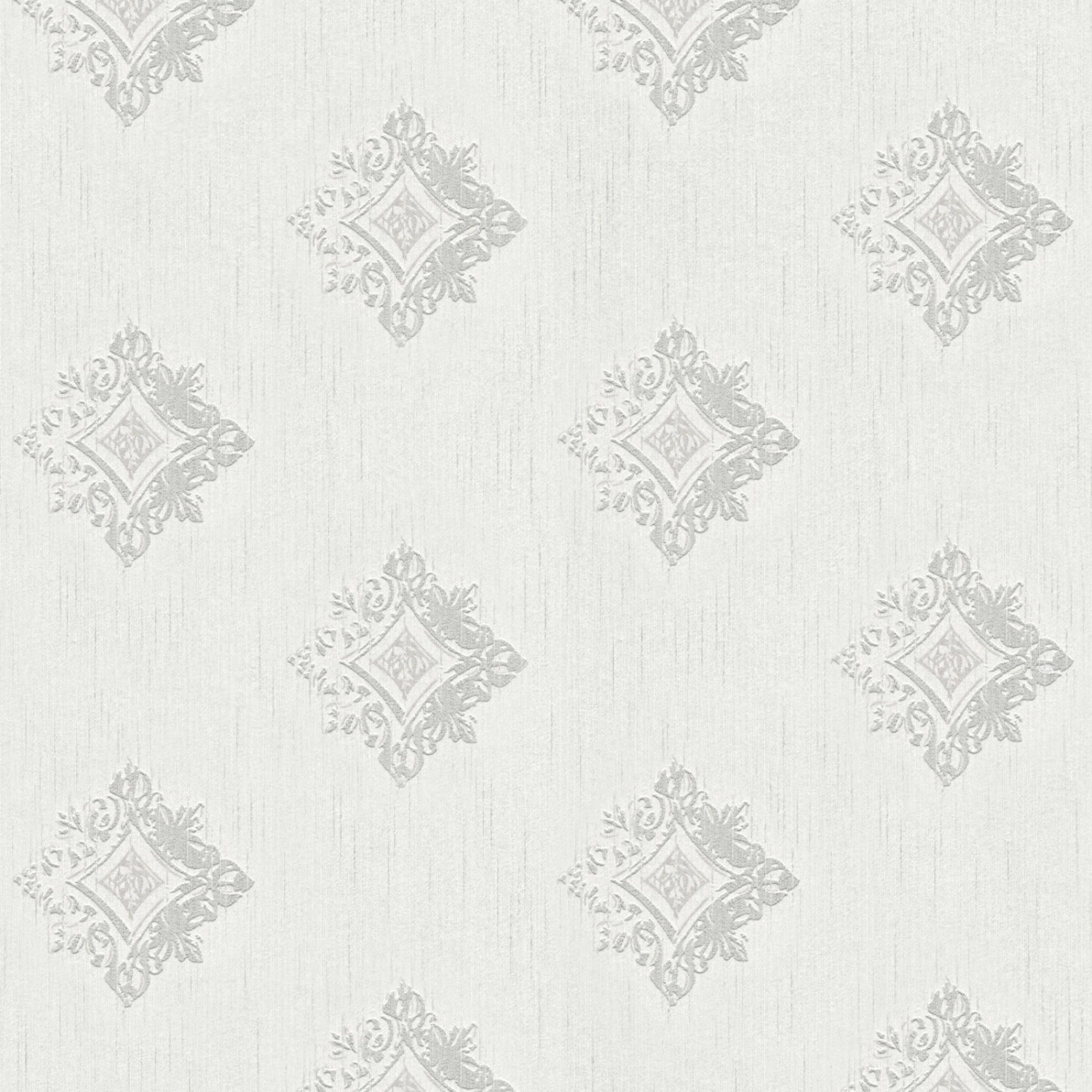 Bricoflor Ornament Textiltapete Weiß Grau Elegante Tapete mit Muster Edel Ideal für Esszimmer und Wohnzimmer Textil Vliestapete mit Ornamenten von Bricoflor