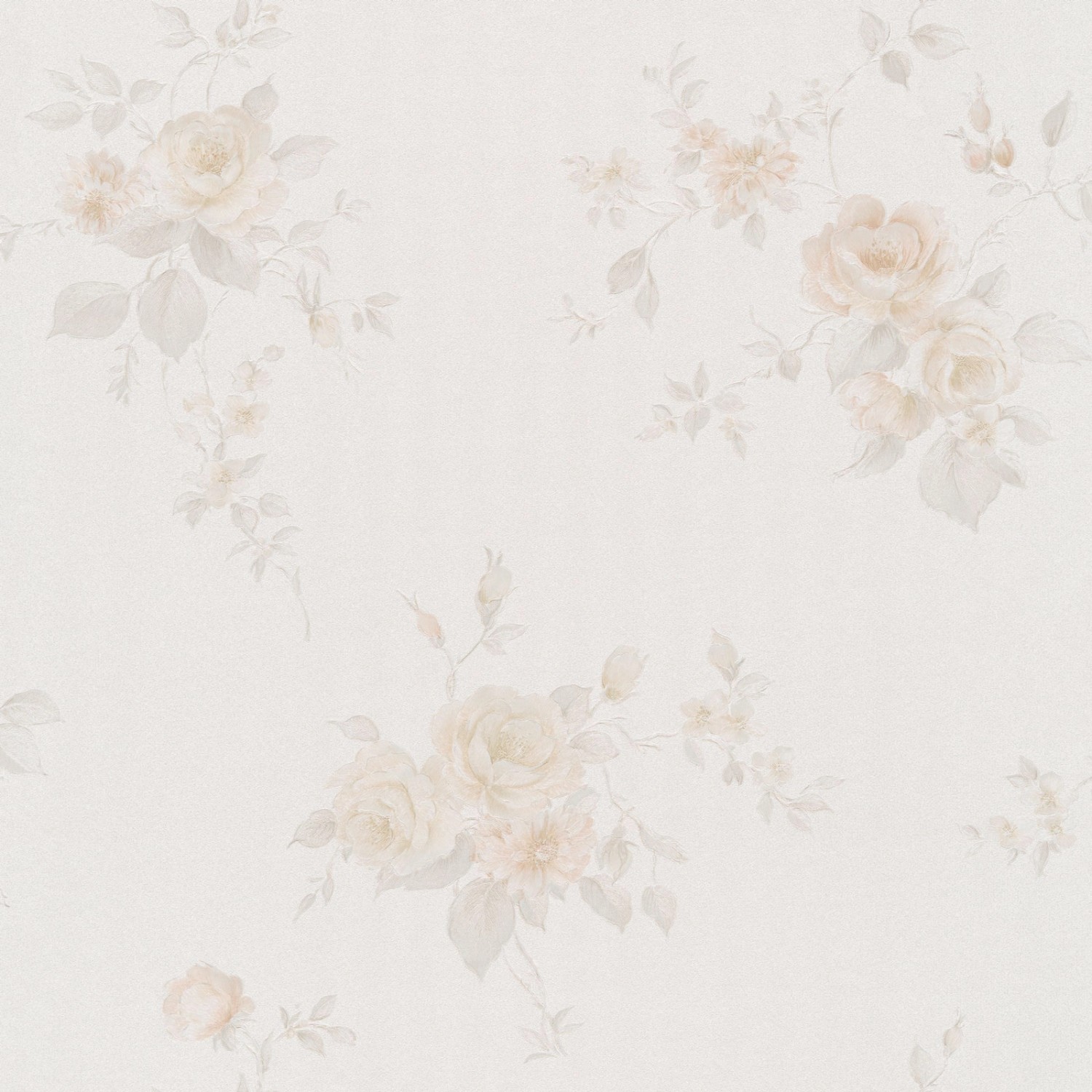 Bricoflor Papier Rosentapete Romantisch Nostalgische Tapete mit Rosen in Creme Weiß für Esszimmer Vintage Papiertapete mit Blumen für Schlafzimmer von Bricoflor