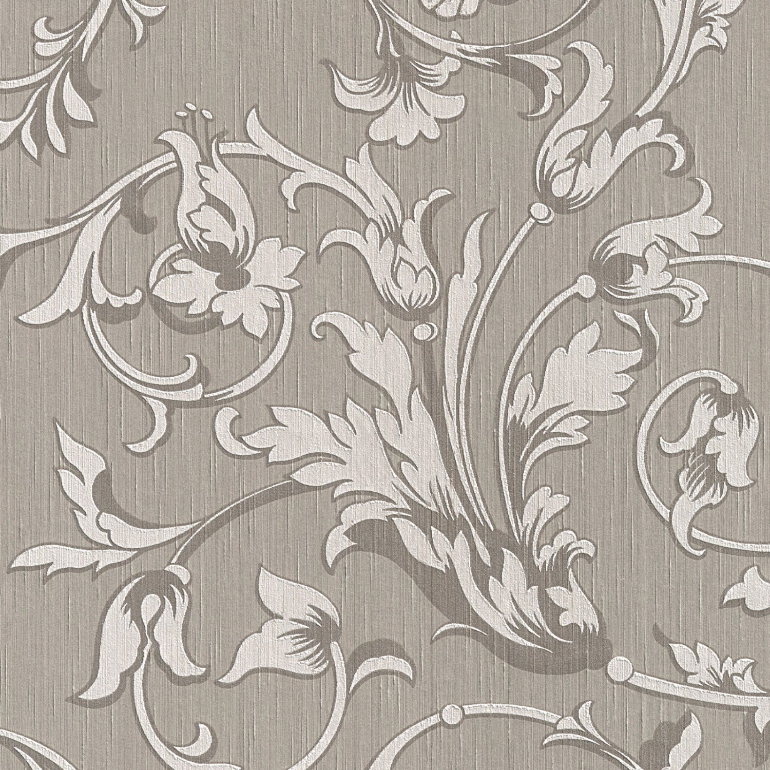 Bricoflor Ranken Tapete Französisch Elegante Vliestapete mit Textil Ornament Silber Grau Vlies Textiltapete mit Barock Muster für Schlaf und Esszimmer Bricoflor Ranken Tapete Französisch Elegante Vliestapete mit Textil Ornament Silber Grau Vlies Textiltapete mit Barock Muster für Schlaf und Esszimmer von Bricoflor