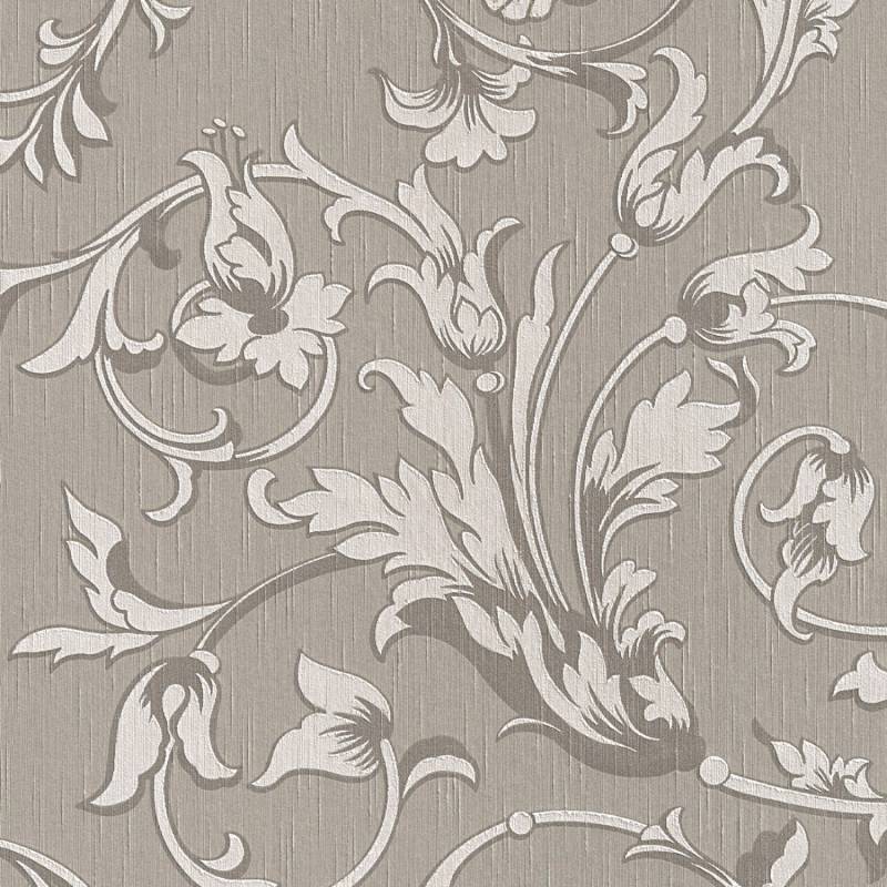 Bricoflor Ranken Tapete Französisch Elegante Vliestapete mit Textil Ornament Silber Grau Vlies Textiltapete mit Barock Muster für Schlaf und Esszimmer von Bricoflor