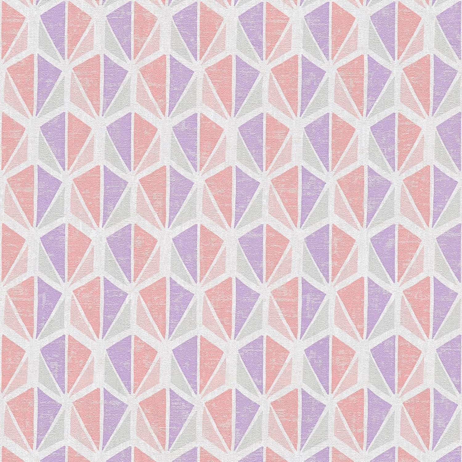 Bricoflor Retro Tapete in Leinenoptik Skandinavische Wohnzimmer und Schlafzimmer Vliestapete Geometrisch Vlies Leinentapete in Lila Weiß Rosa von Bricoflor