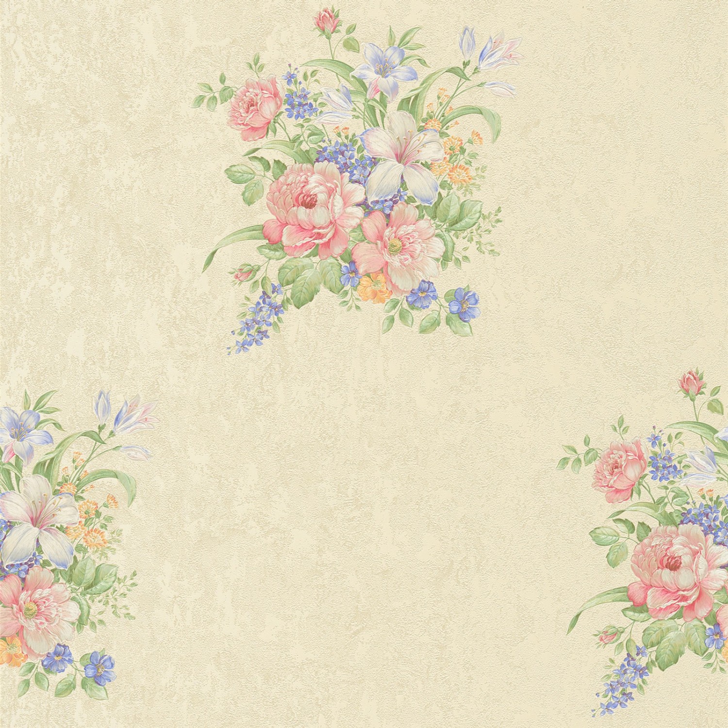 Bricoflor Romantische Blumentapete in Creme Pastell Beige Vliestapete mit Blumen in Blau Rosa Grün Landhaus Tapete Floral Ideal für Schlafzimmer von Bricoflor