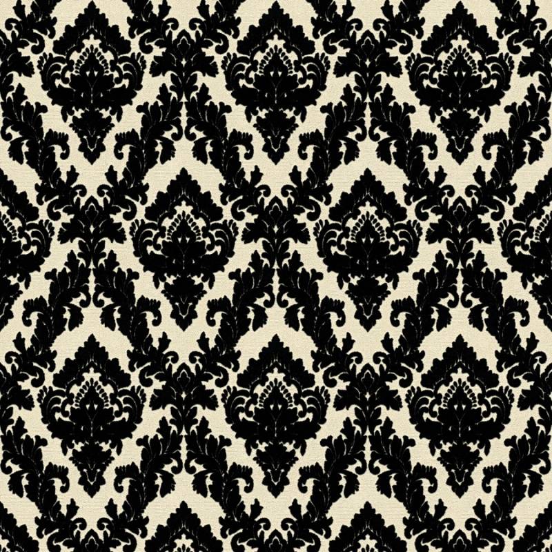 Bricoflor Samt Tapete in Schwarz Weiß Barock Vliestapete mit Ornament aus Flock auf Vinyl Wohnzimmer und Esszimmer Wandtapete mit Muster Elegant von Bricoflor