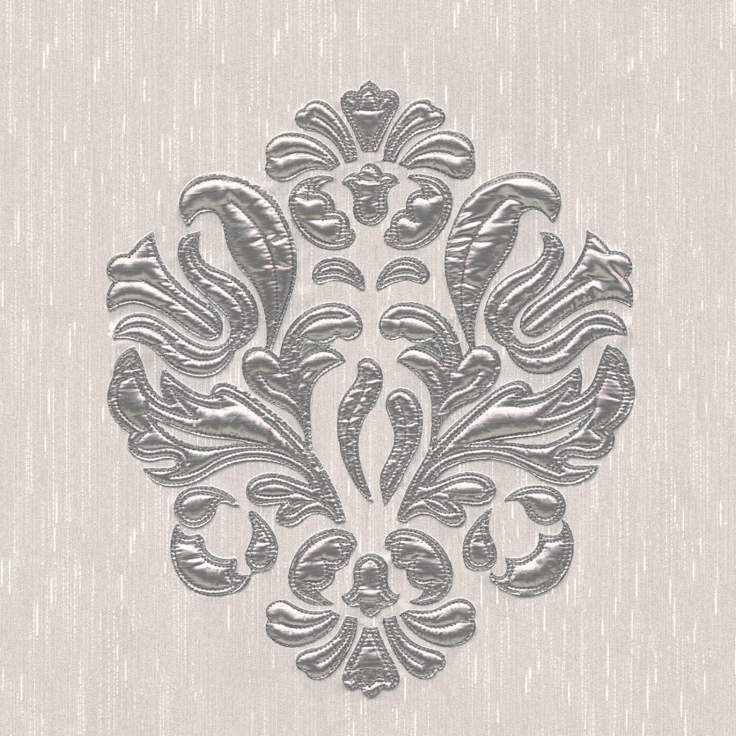 Bricoflor Samt Tapete in Silber Grau Metallic Vliestapete mit Textil Ornament auf Flock Wohnzimmer Vlies Textiltapete mit Barock Muster Edel von Bricoflor