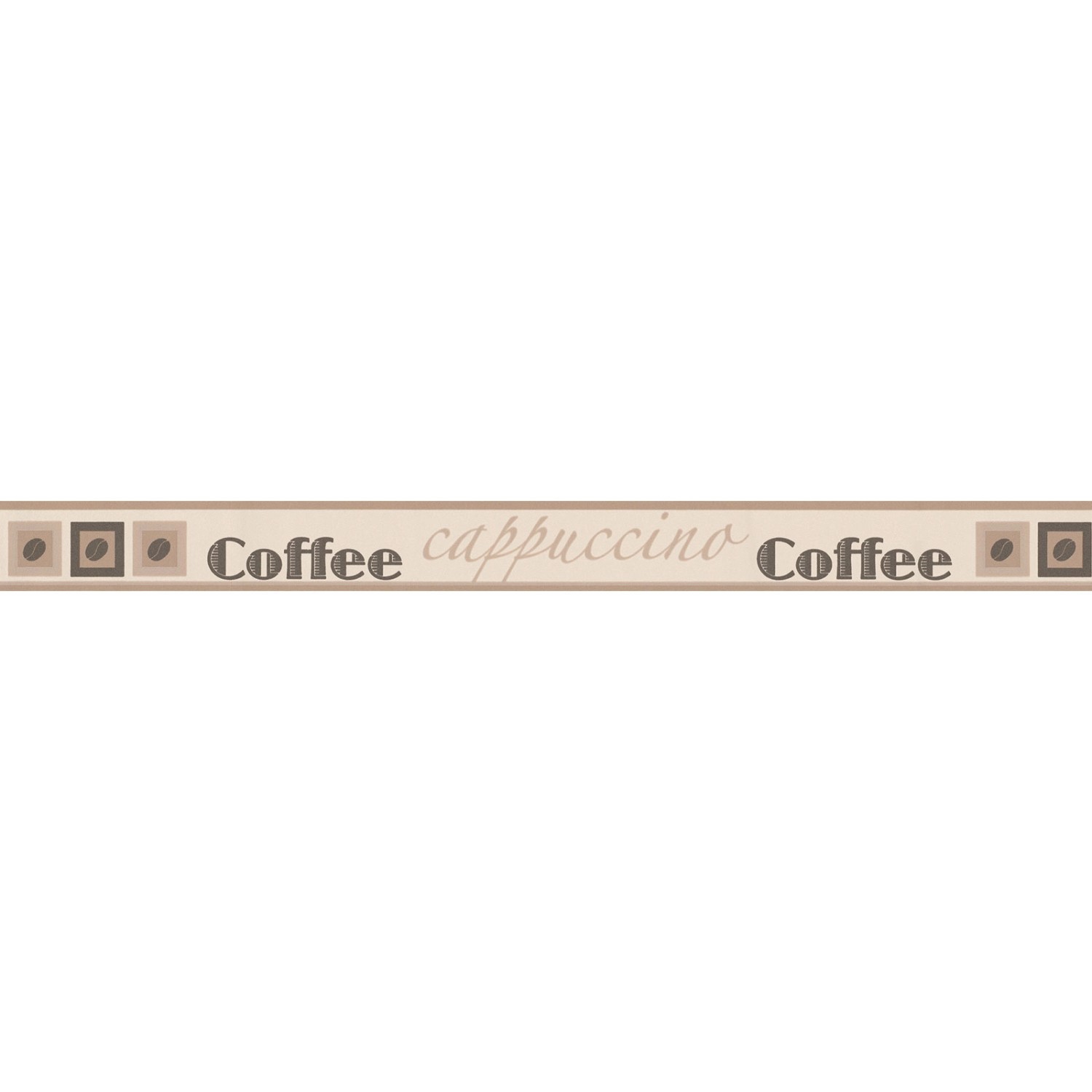 Bricoflor Schmale Tapetenborte für Küche Selbstklebende Tapeten Bordüre mit Kaffee Design in Beige Braun Cafe Wandbordüre mit Schriftzug aus Vinyl 30 von Bricoflor