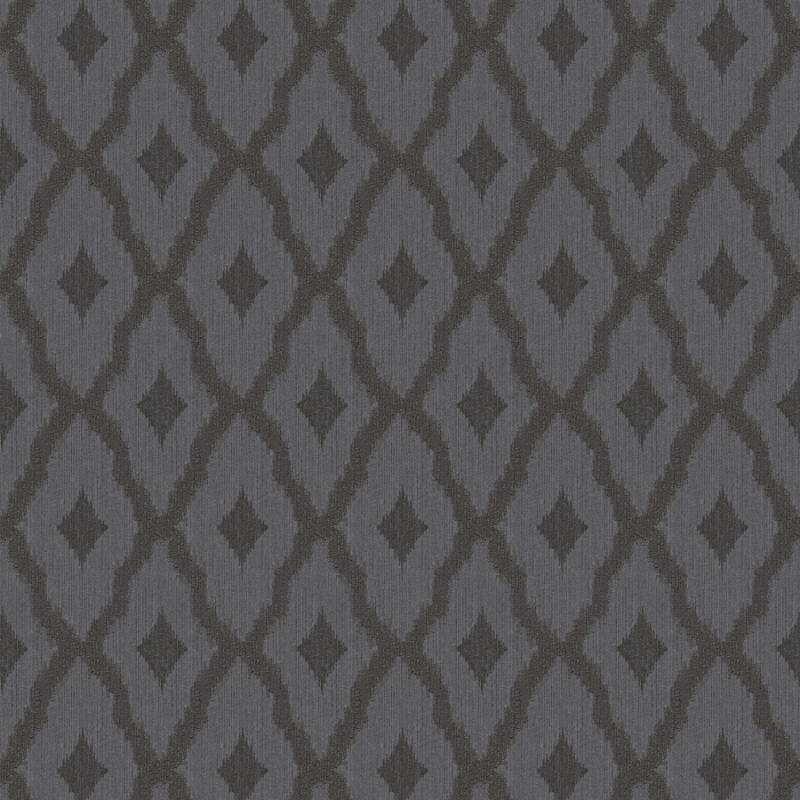 Bricoflor Schwarze Tapete mit Rauten Wohnzimmer und Schlafzimmer Vlies Textiltapete mit Rautenmuster anthrazit Vliestapete mit Textil Design Elegant von Bricoflor