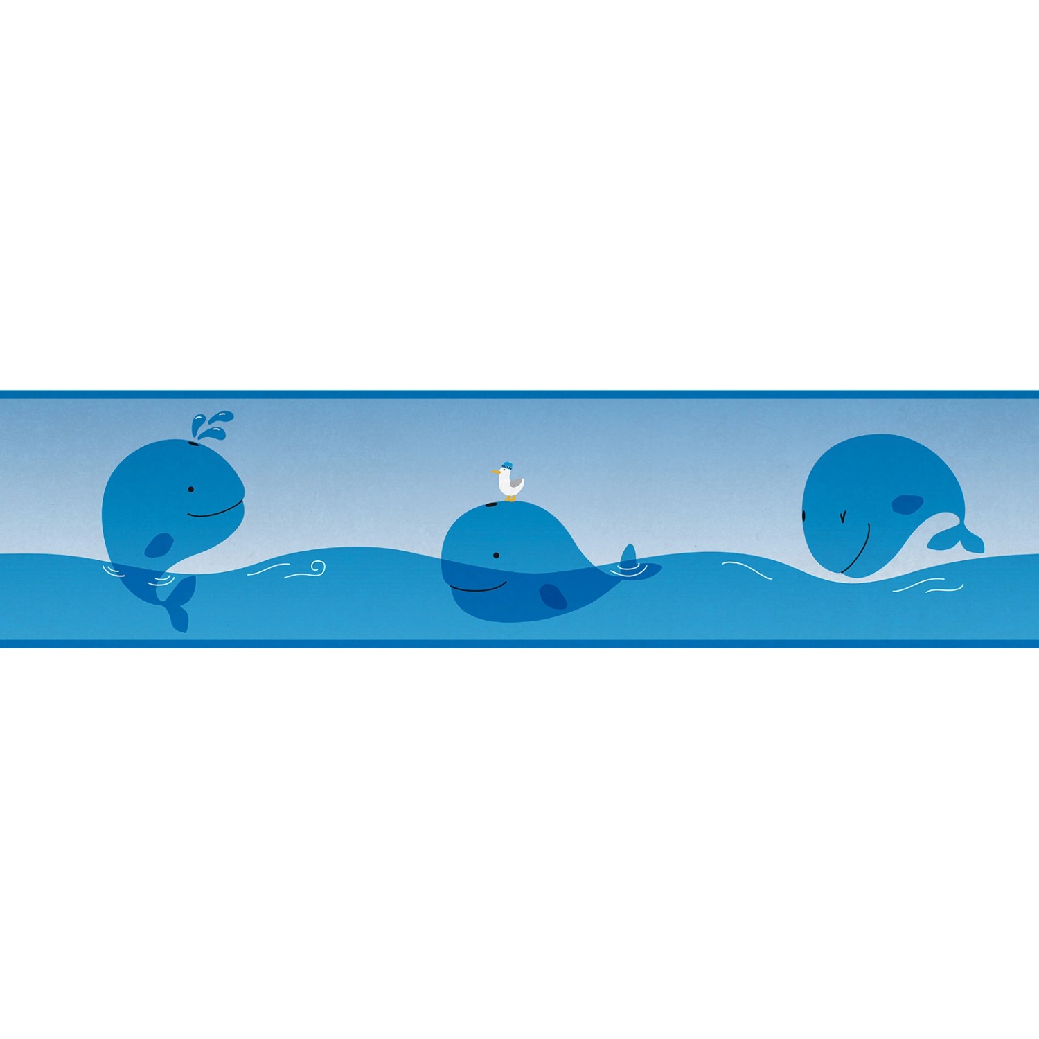 Bricoflor Selbstklebende Bordüre für Kinderzimmer Babyzimmer Tapete Wale Blau Tapetenbordüre Maritim Ideal für Jungen und Mädchen 30 von Bricoflor