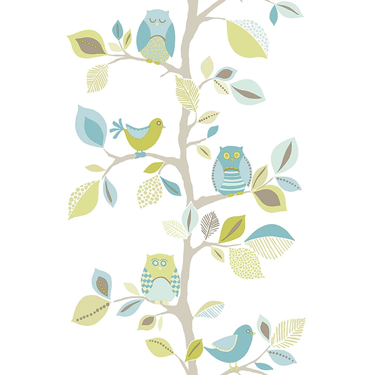 Bricoflor Selbstklebende Tapete für Kinderzimmer und Schlafzimmer Eulen Vinyltapete Selbstklebend in Blau Grün Vogel Wandtapete als Tapetenpaneel von Bricoflor