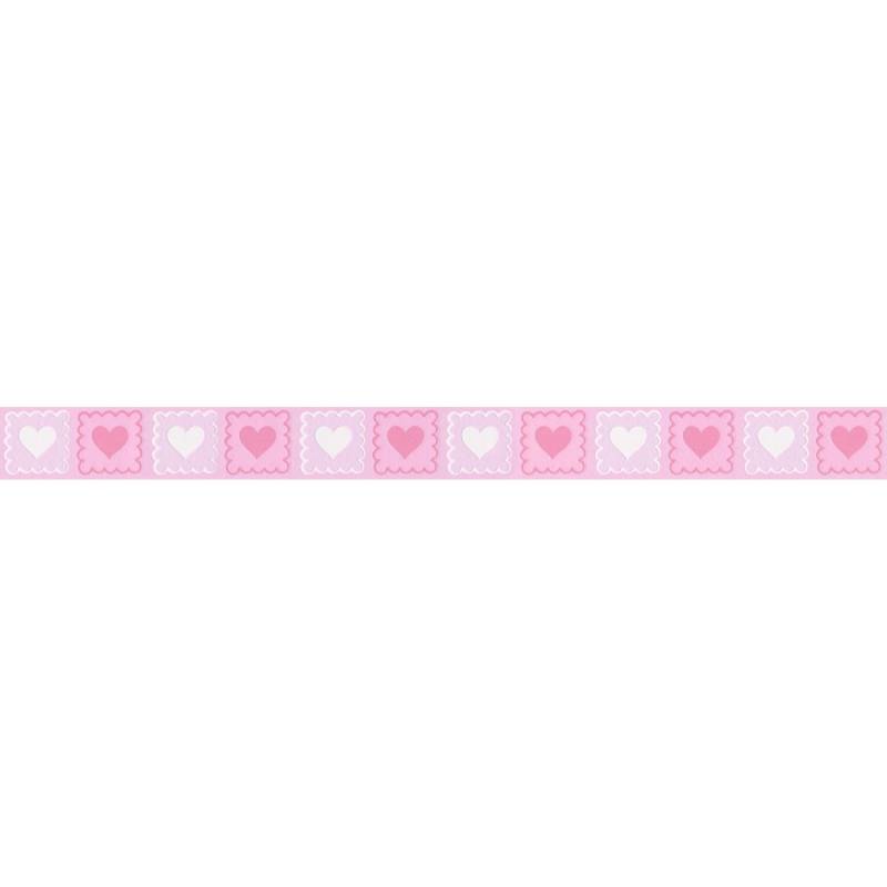 Bricoflor Selbstklebende Tapeten Bordüre mit Herzen Rosa Kinderzimmer Tapetenbordüre für Mädchen Vlies Tapetenborte mit Vinyl für Babyzimmer von Bricoflor