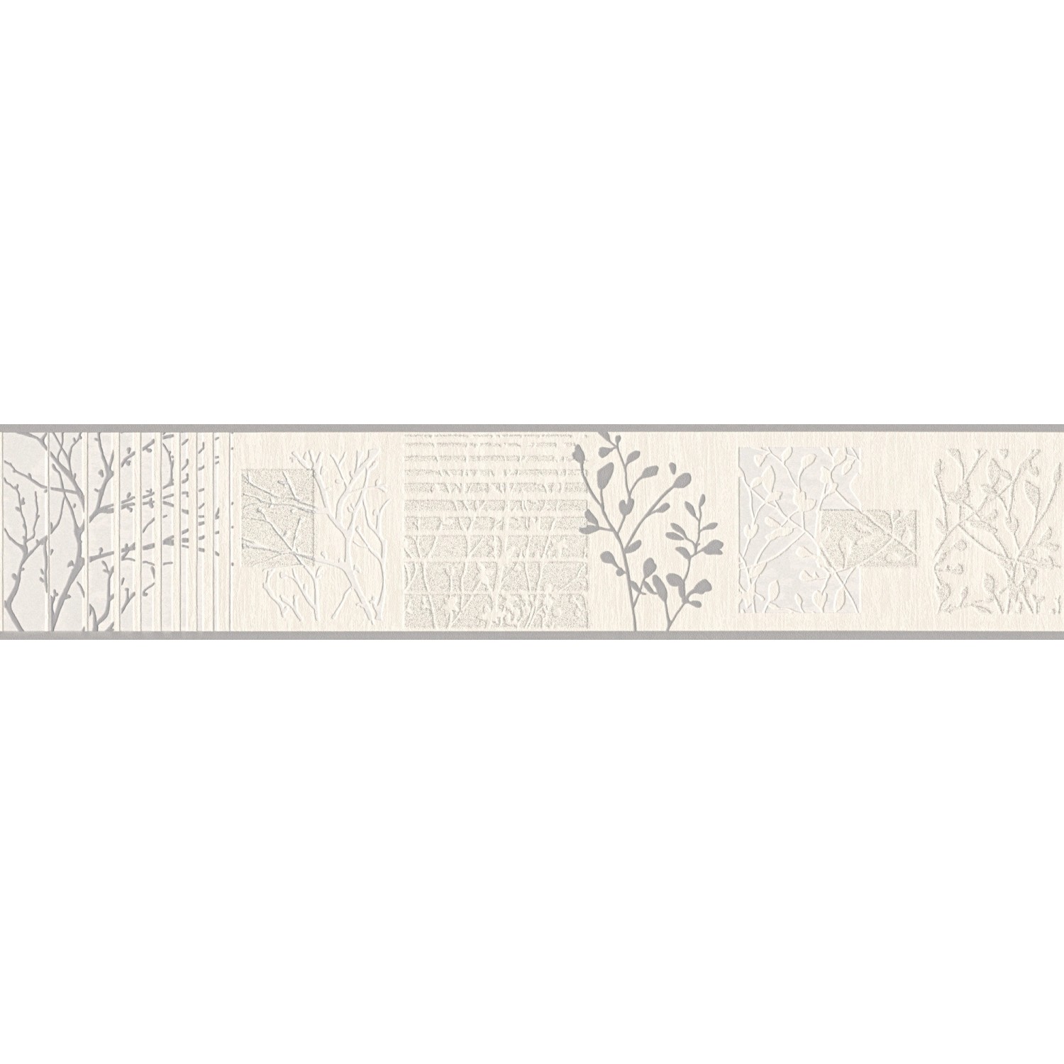 Bricoflor Selbstklebende Tapetenbordüre in Creme und Graue Tapeten Bordüre mit Baum Muster für Badezimmer und Küche Florale Tapetenborte mit Vinyl 30 von Bricoflor