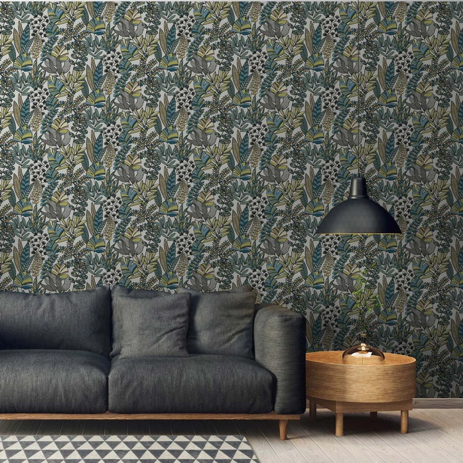 Bricoflor Skandinavische Tapete Bunt ausgefallene Vliestapete mit Blätter Muster Grafische Mustertapete Ideal für Wohnzimmer von Bricoflor
