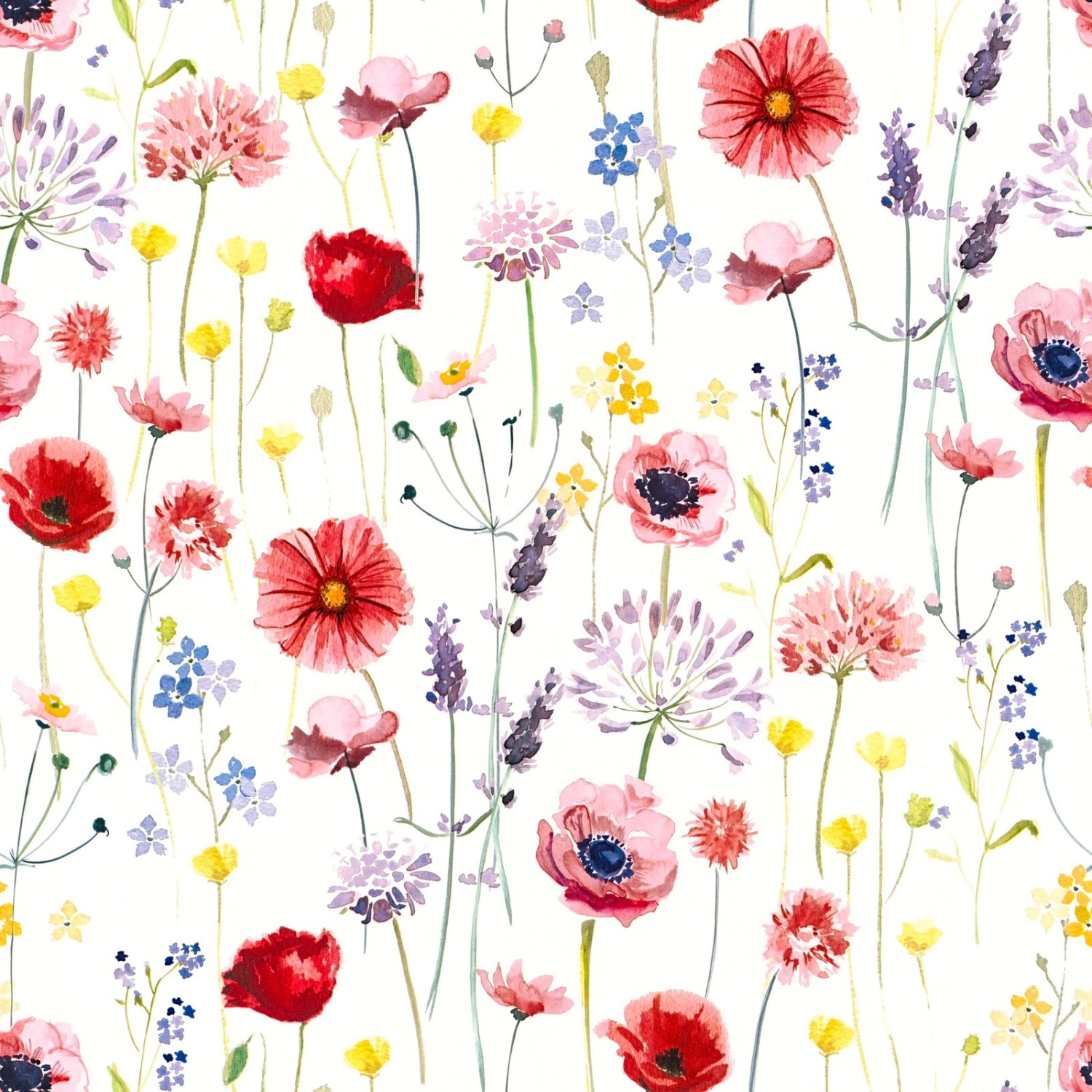 Bricoflor Sommer Tapete Bunt Papier Blumentapete in Aquarell Optik für Wohnzimmer Bunte Papiertapete mit Blumen in Wasserfarben Design von Bricoflor