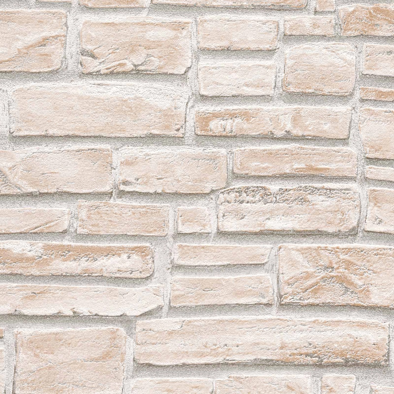 Bricoflor Steintapete in Creme Weiß für Flur und Schlafzimmer Helle Tapete in Steinoptik mit 3D Design Papiertapete als Steinwand von Bricoflor
