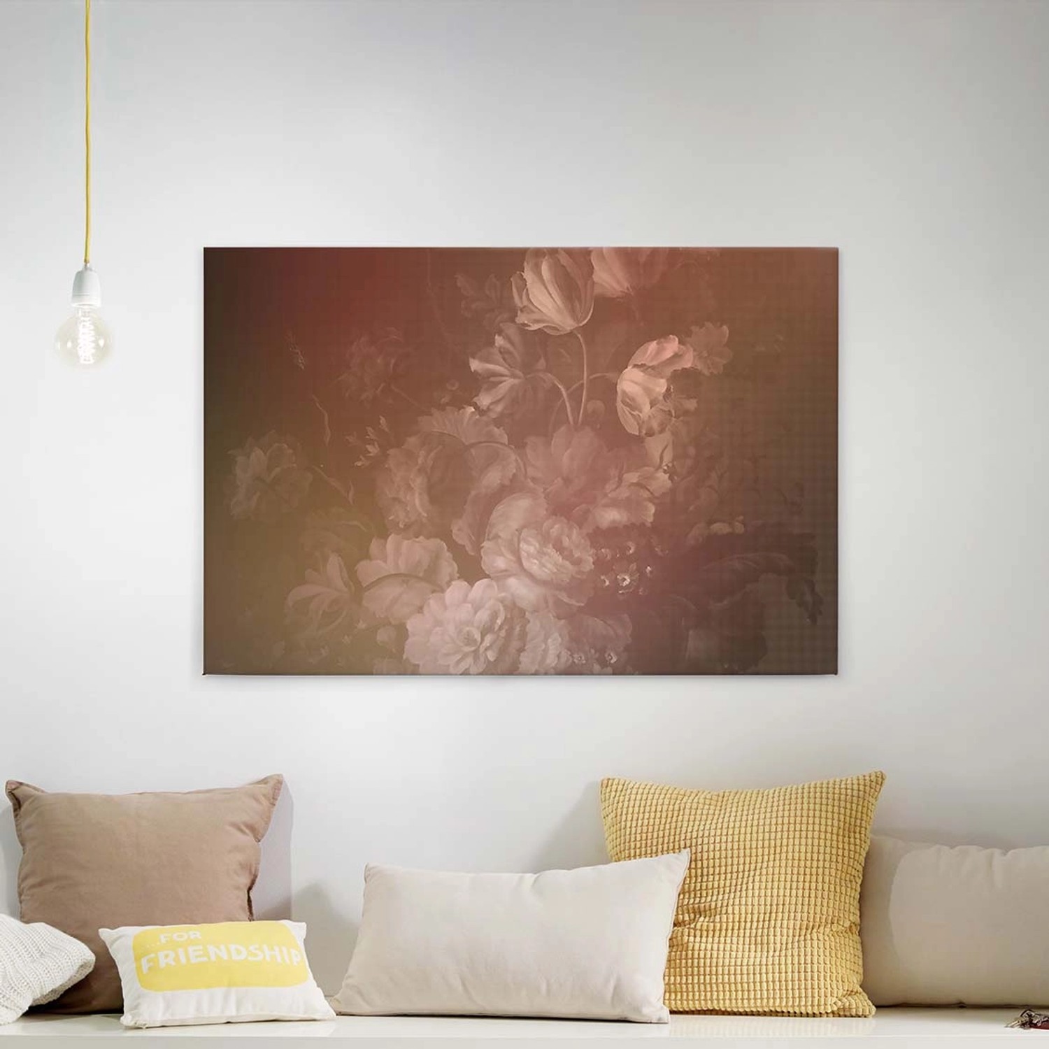 Bricoflor Stillleben Bild Auf Leinwand In Altrosa Und Rot Blumen Wandbild Im Ölgemälde Stil Canvas Leinwandbild Mit Tulpen Und Rosen In Malve von Bricoflor