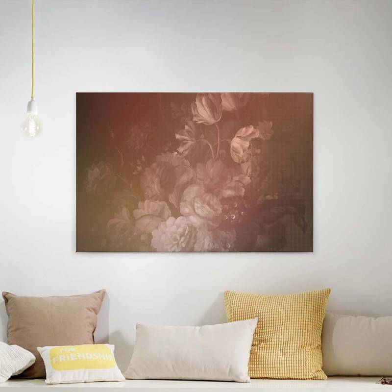Bricoflor Stillleben Bild Auf Leinwand In Altrosa Und Rot Blumen Wandbild Im Ölgemälde Stil Canvas Leinwandbild Mit Tulpen Und Rosen In Malve von Bricoflor