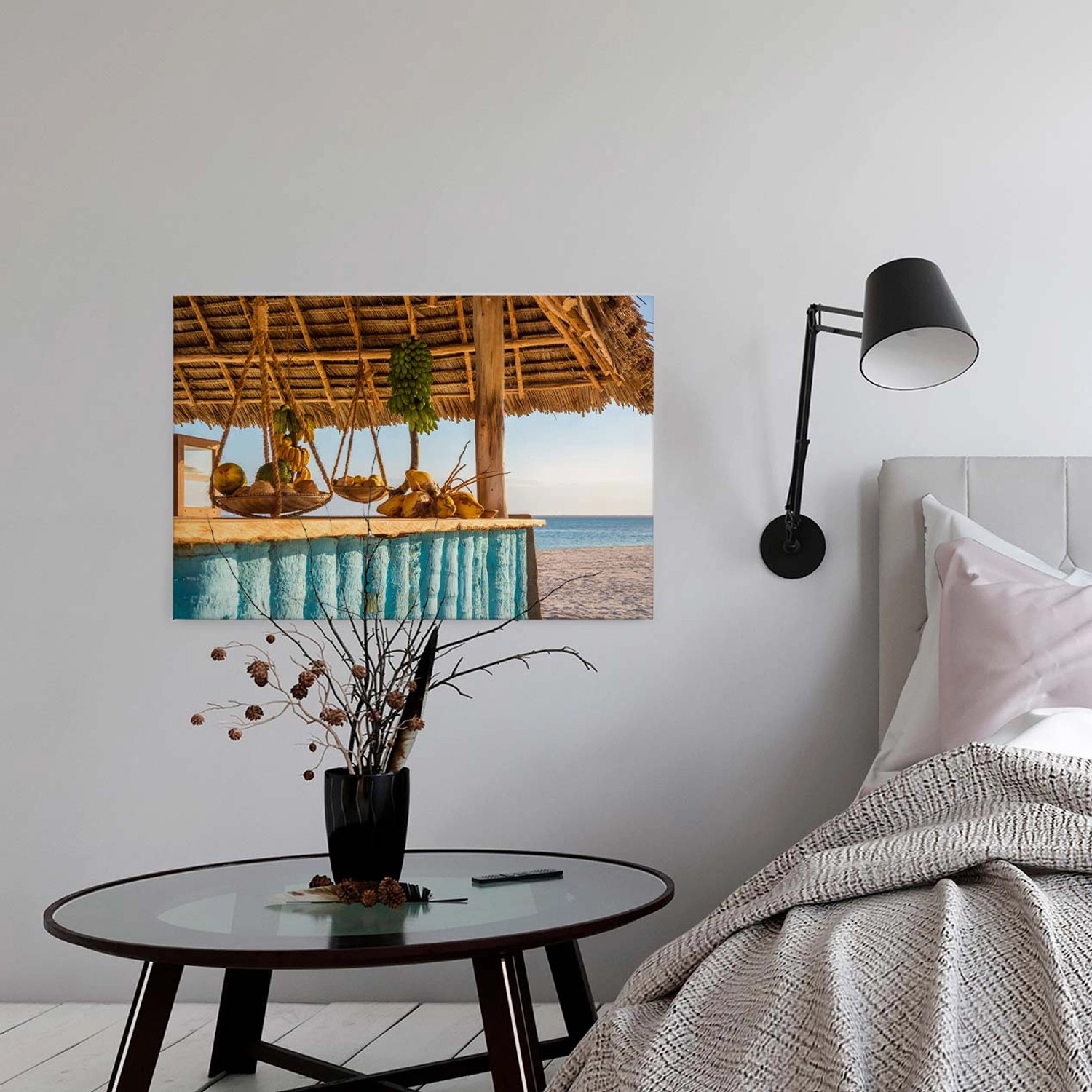 Bricoflor Strand Leinwandbild Ideal Für Küche Hawaii Bild Auf Leinwand In Türkis Canvas Keilrahmen Bild Mit Strandbar Im Exotischen Stil von Bricoflor