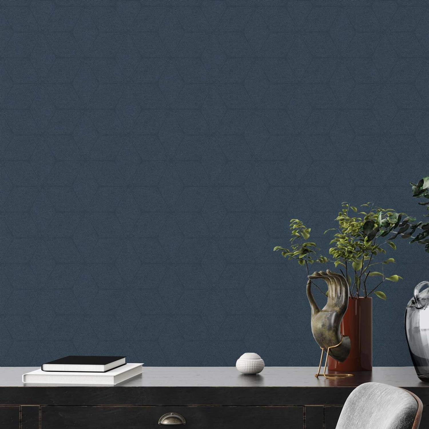 Bricoflor Tapete Dunkelblau mit Muster Orientalische Vliestapete im Boho Chic Ideal für Wohnzimmer und Schlafzimmer von Bricoflor