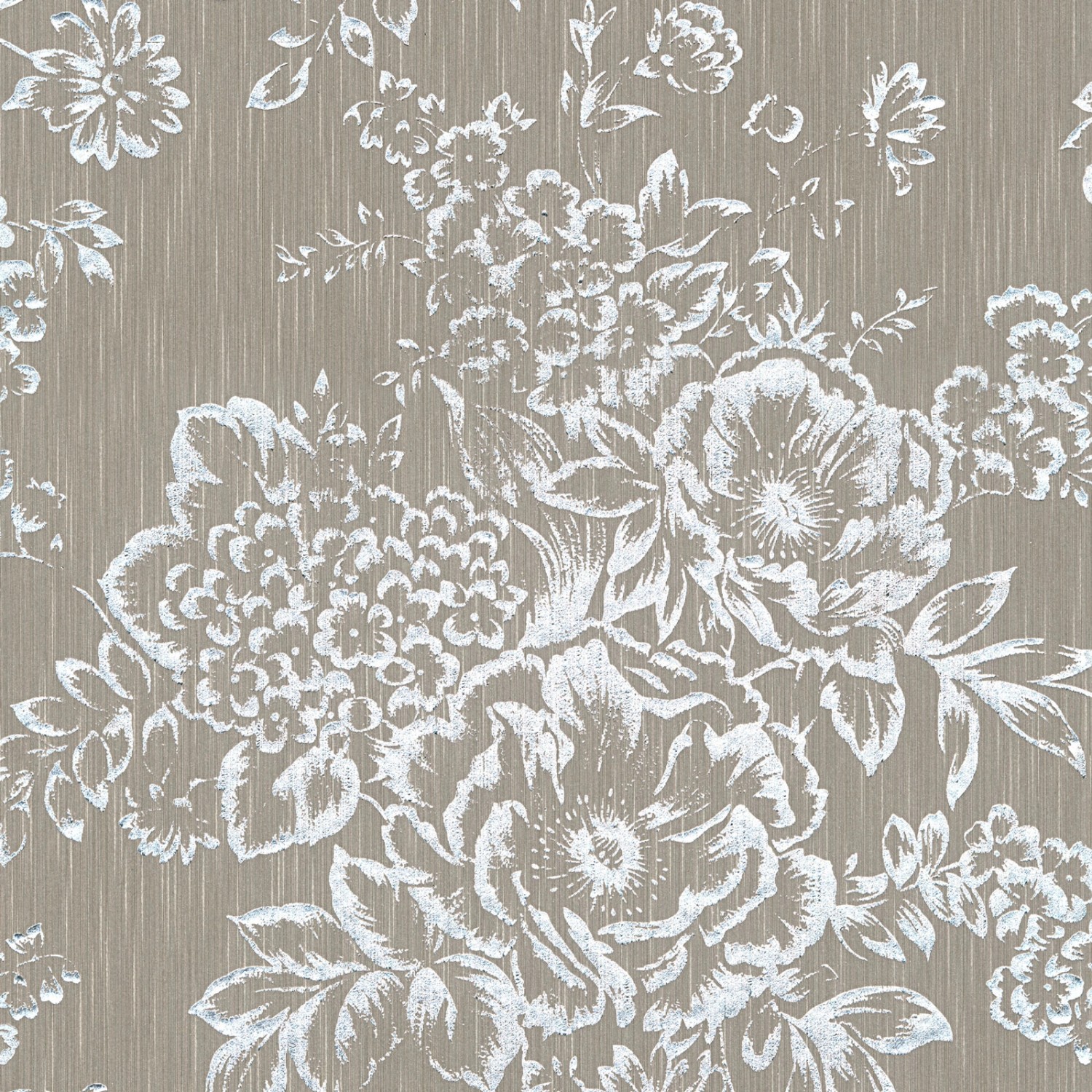 Bricoflor Tapete Metallic Effekt Silber Vlies Textiltapete mit Blumen Elegant für Schlafzimmer und Wohnzimmer Textil Blumentapete Edel mit Glitzer von Bricoflor