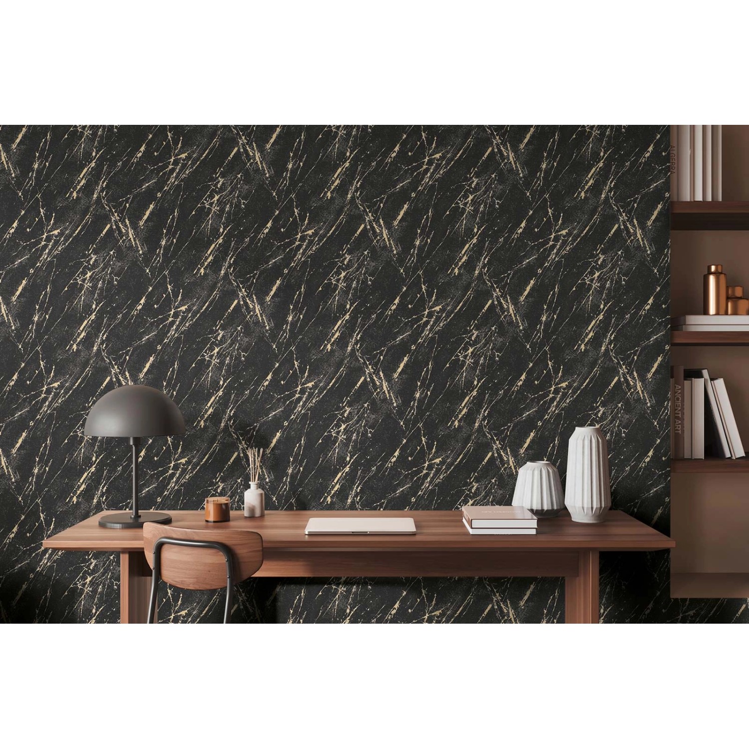 Bricoflor Tapete Schwarz Gold Vliestapete in Marmor Optik Elegant Ideal für Wohnzimmer und Küche Vlies Wandtapete im Art Déco Stil von Bricoflor
