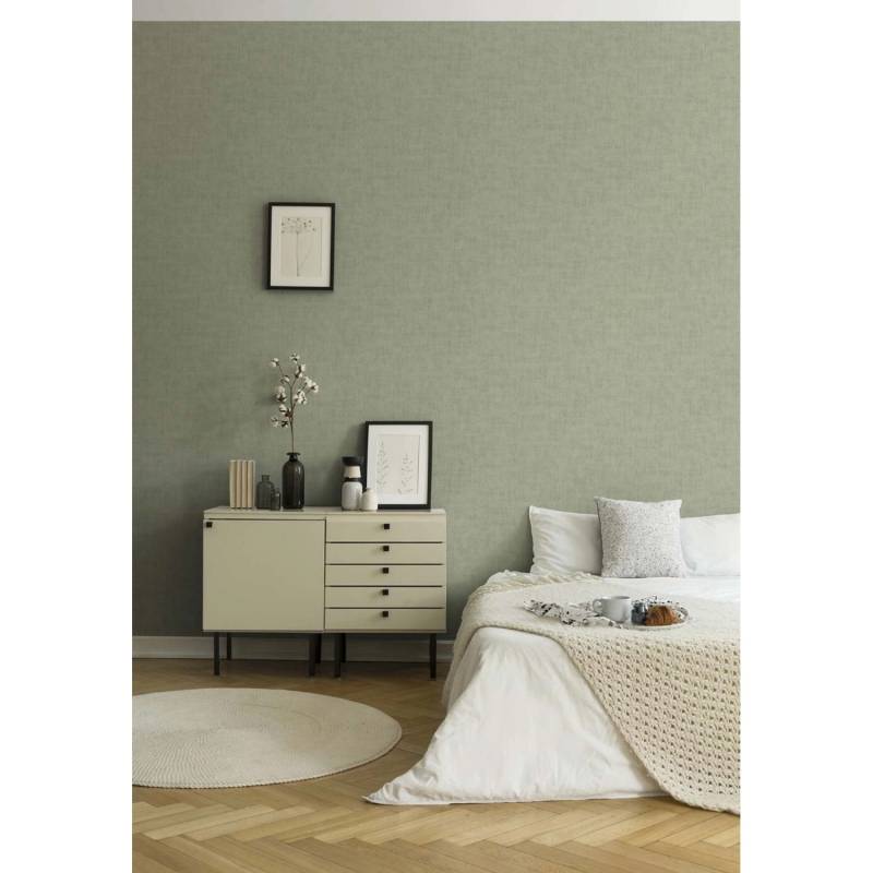 Bricoflor Tapete in Salbeigrün Beton Vliestapete Hellgrün Ideal für Schlafzimmer und Badezimmer Vlies Betontapete mit Struktur von Bricoflor