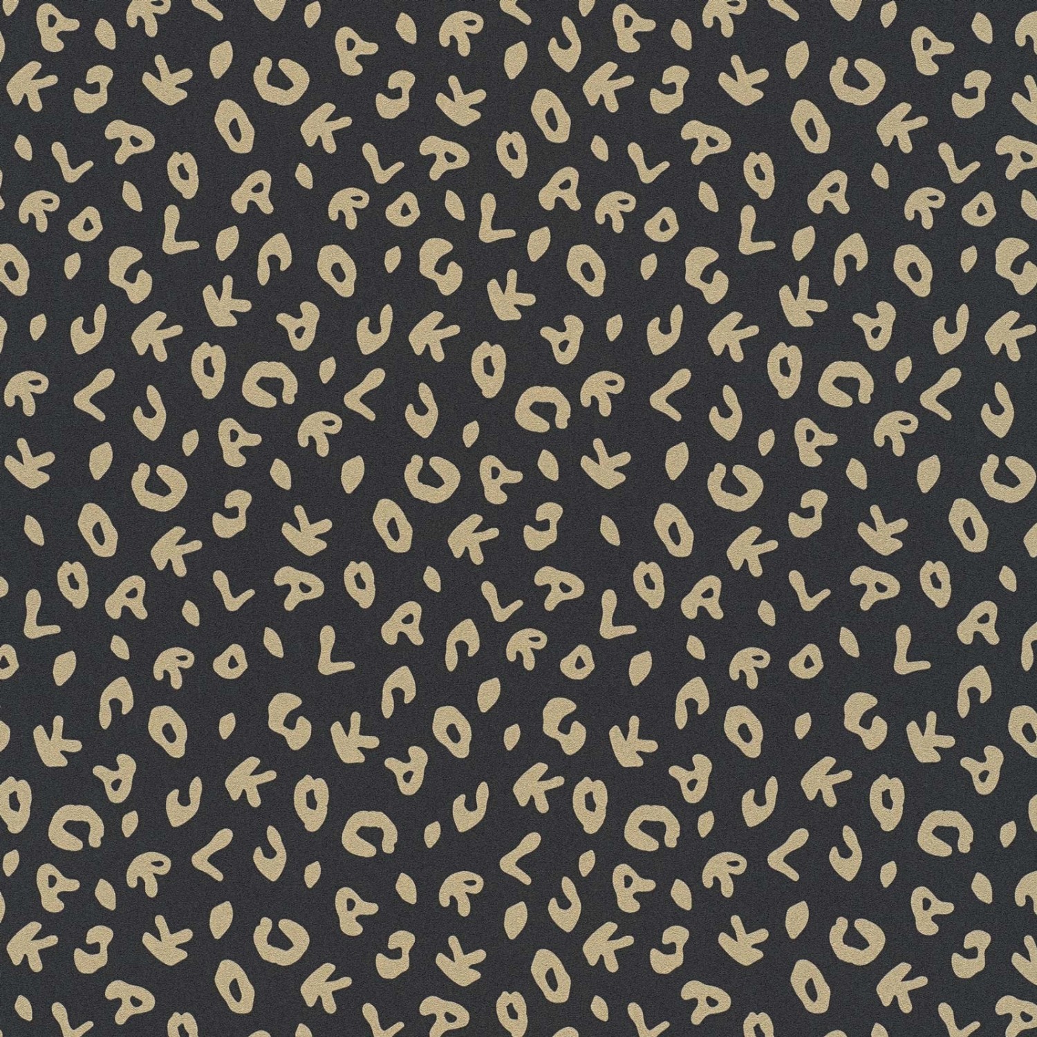 Bricoflor Tapete in Schwarz Gold Wohn und Schlafzimmer Tapete mit Leo Muster im Fashion Design Modische Vliestapete mit Buchstaben als animal Print von Bricoflor