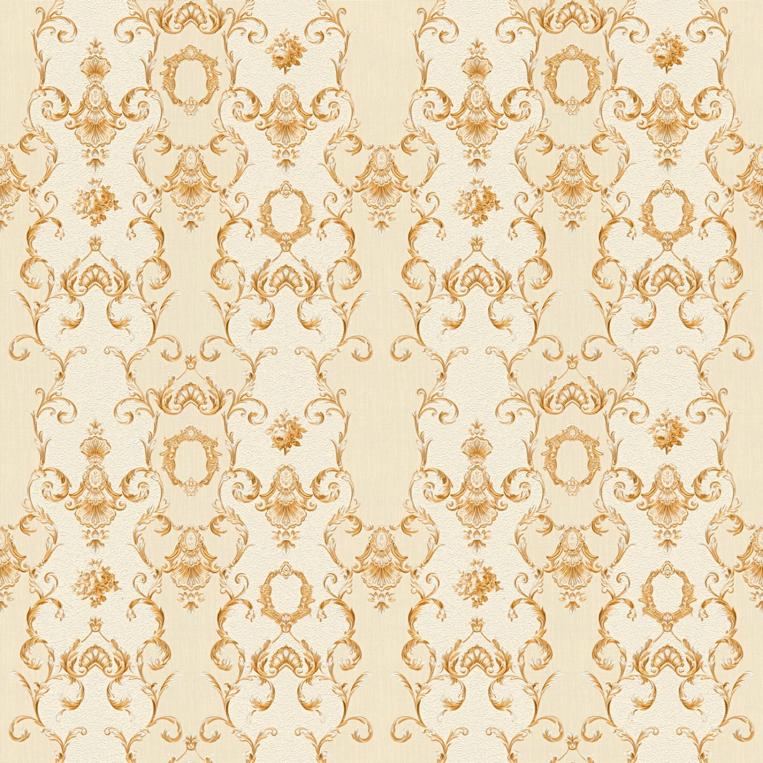 Bricoflor Tapete mit Gold Ornament Creme Vliestapete mit Barock Muster aus Vinyl Vlies Wandtapete mit Rokoko Design Französisch für Wohn und Esszimmer von Bricoflor