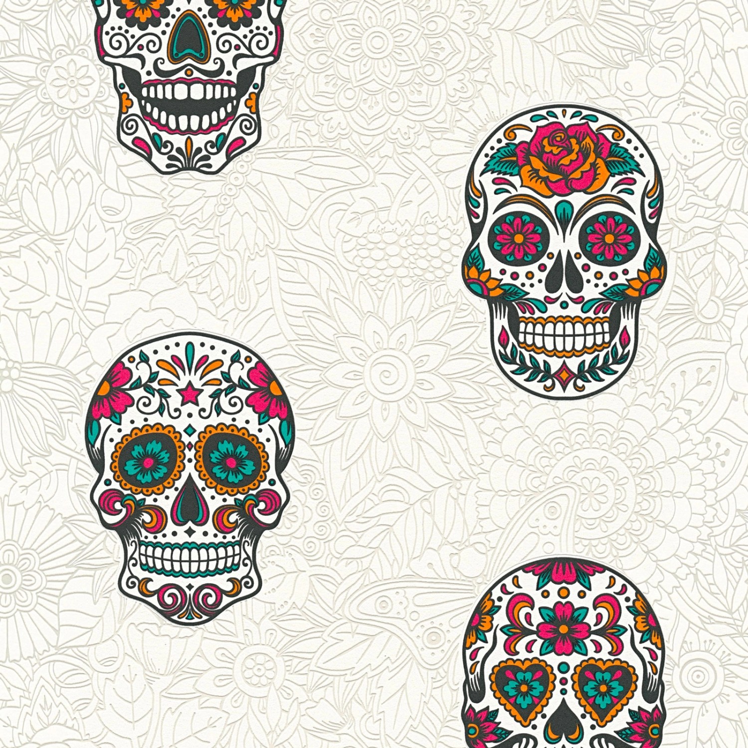 Bricoflor Teenager Tapete Weiß Bunt Totenkopf Vliestapete mit Blumen Ideal für Jugendzimmer ausgefallene Vlies Wandtapete mit Tattoo Muster aus Vinyl Bricoflor Teenager Tapete Weiß Bunt Totenkopf Vliestapete mit Blumen Ideal für Jugendzimmer ausgefallene Vlies Wandtapete mit Tattoo Muster aus Vinyl von Bricoflor