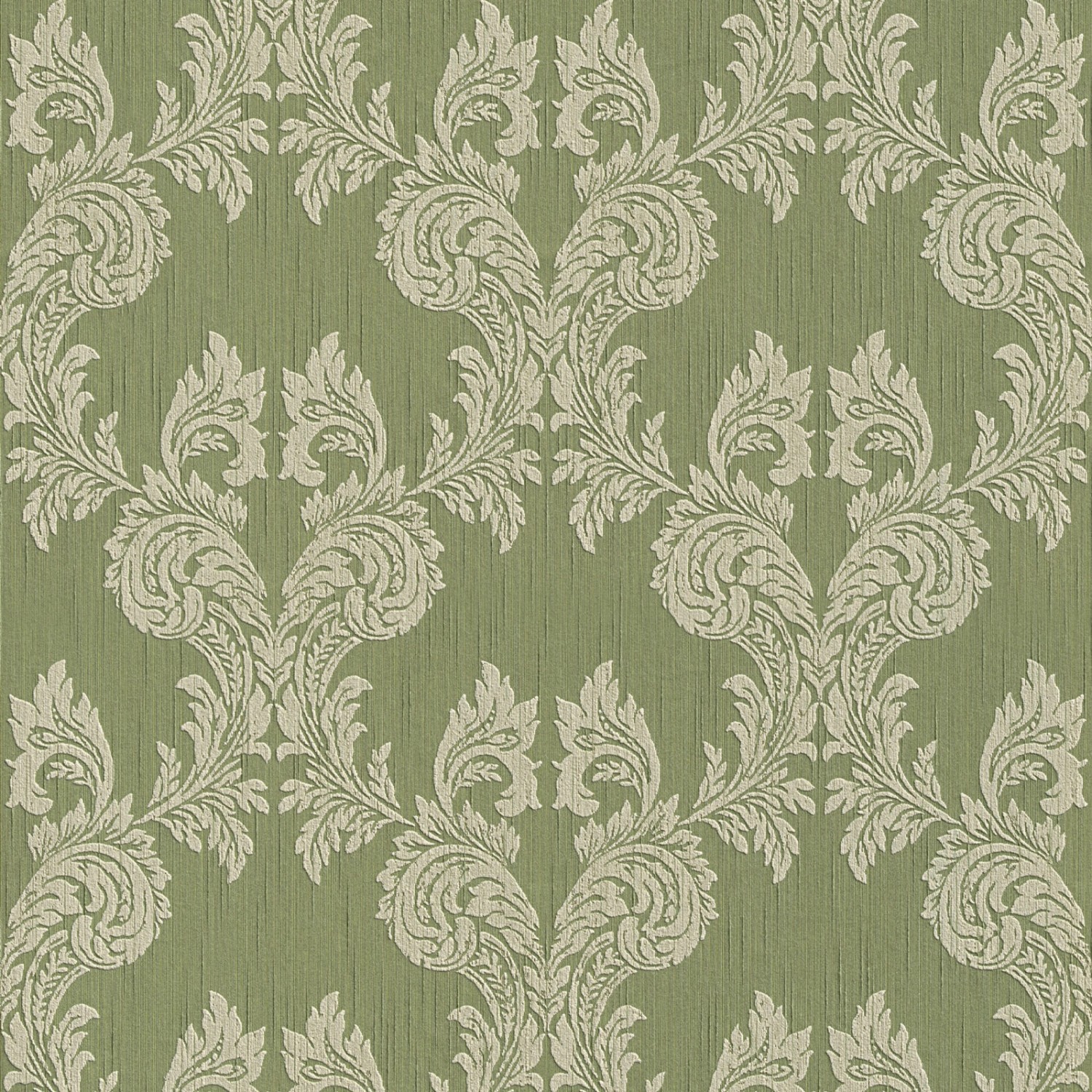 Bricoflor Textil Vliestapete in Grün Grau Gründerzeit Tapete Englisch Ideal für Wohnzimmer und Esszimmer Edle Vlies Textiltapete mit Barock Muster von Bricoflor