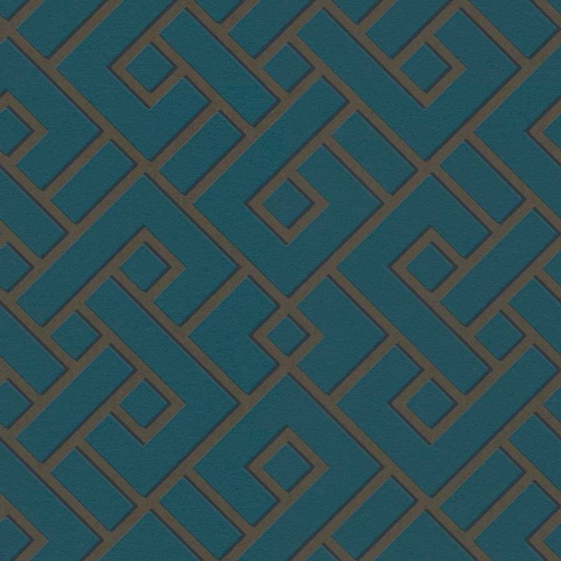 Bricoflor Vliestapete in Petrol Gold Art Deco Tapete Der 20er Jahre für Schlaf und Wohnzimmer Vlies Mustertapete Asiatisch mit Geometrischem Muster von Bricoflor