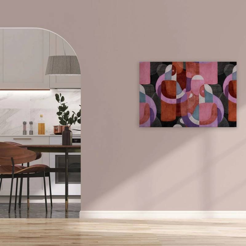 Bricoflor Wandbilder Abstrakte Kunst Mid Century Bild Mit Menschen Im Retro Stil Color Blocking Leinwandbild 90 X 60 Cm Pink Rot von Bricoflor