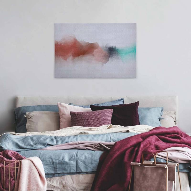 Bricoflor Wasserfarben Bild Im Grafik Stil Aquarell Leinwand Bild Im Modernen Stil Büro Und Schlafzimmer Leinwandbild In Weiß Und Rot von Bricoflor
